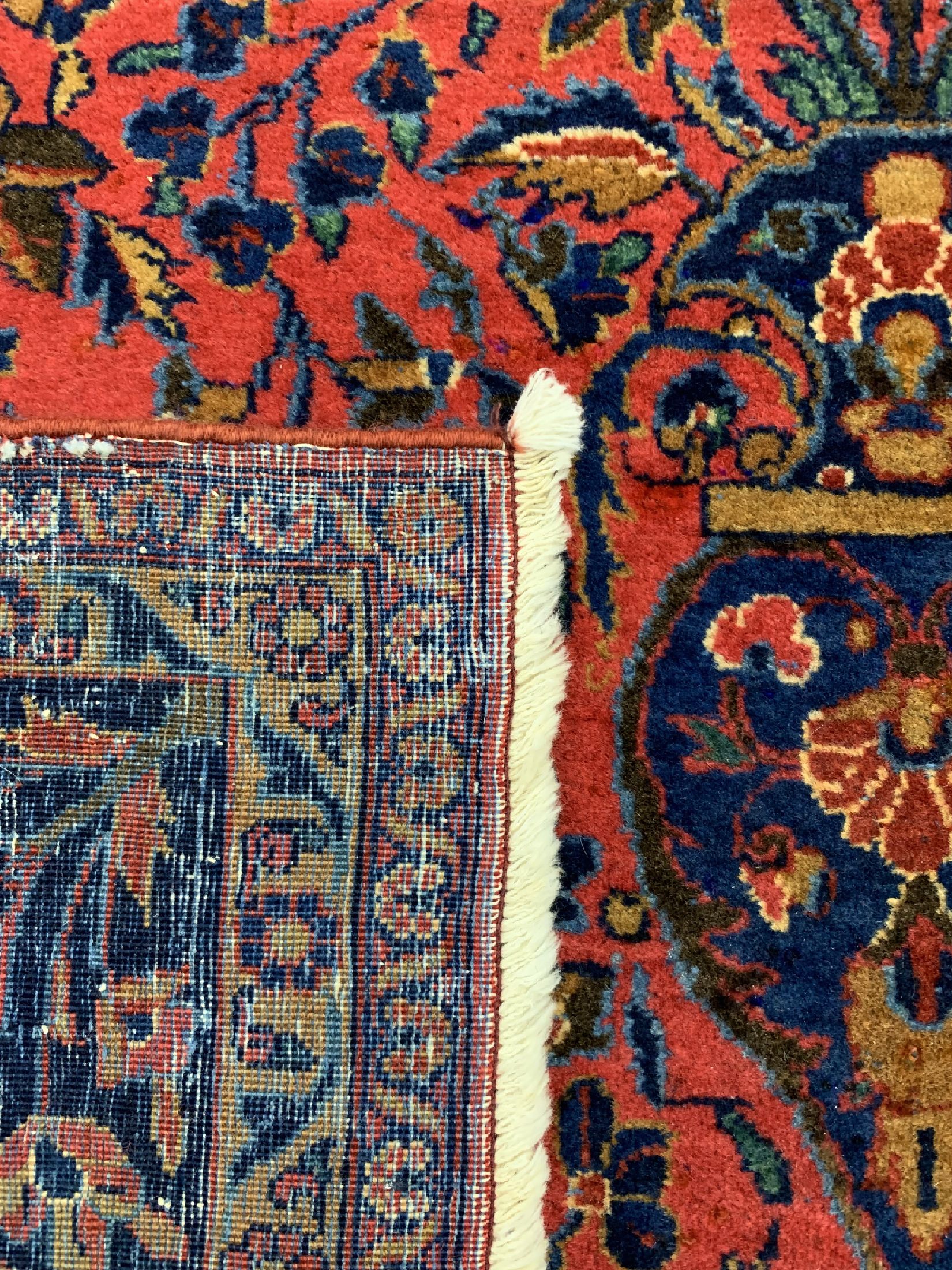 Detail e: Us Re-Import Keschan antik, Persien, um 1900, Korkwolle auf Baumwolle, ca. 202 x 130 cm, EHZ: 1-2