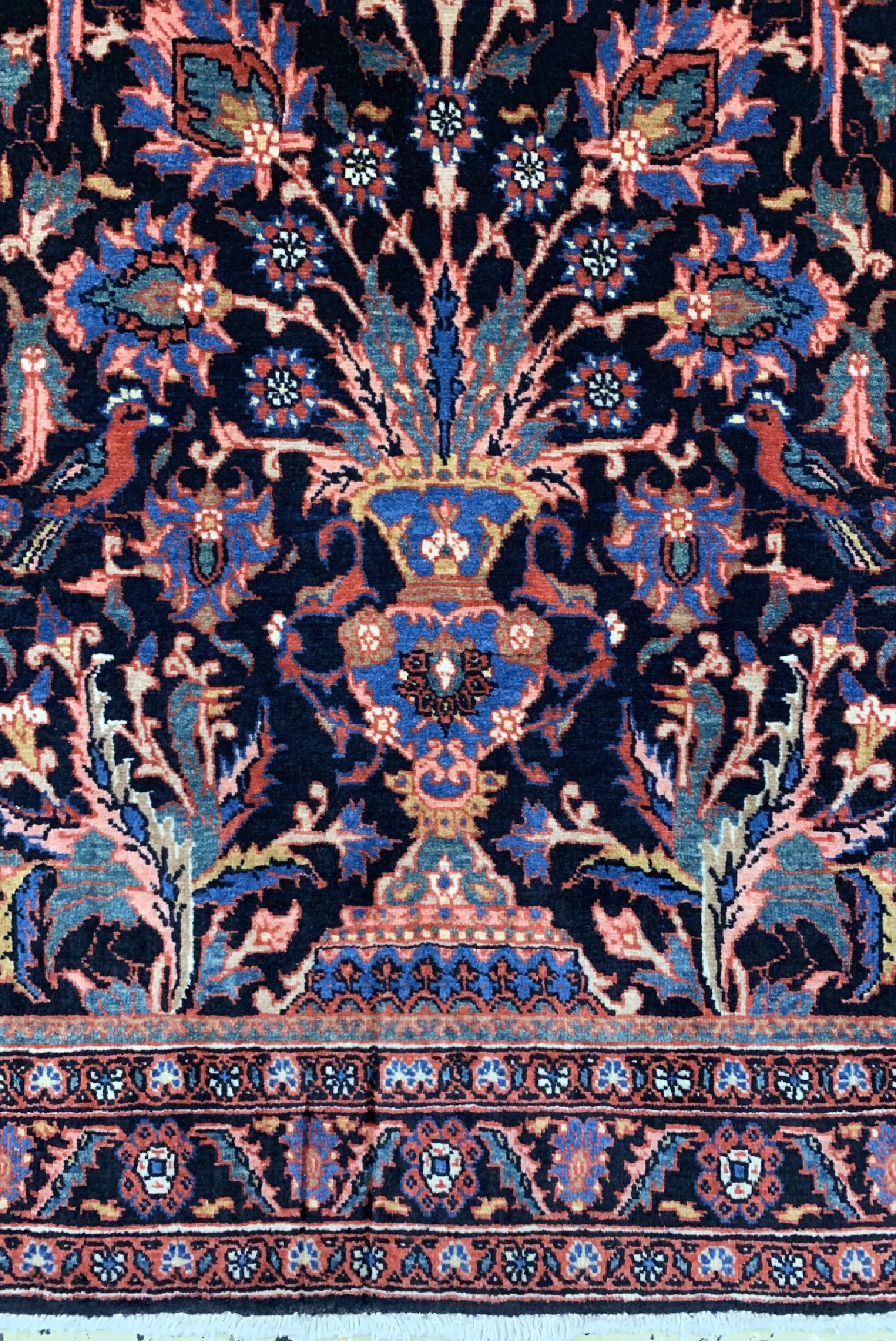 Detail a: Sarogh"Ghiasabad"Kork fein, Persien, signiert & datiert 1359(1981), Korkwolle auf Baumwolle, ca. 120 x 70 cm, EHZ: 1-2