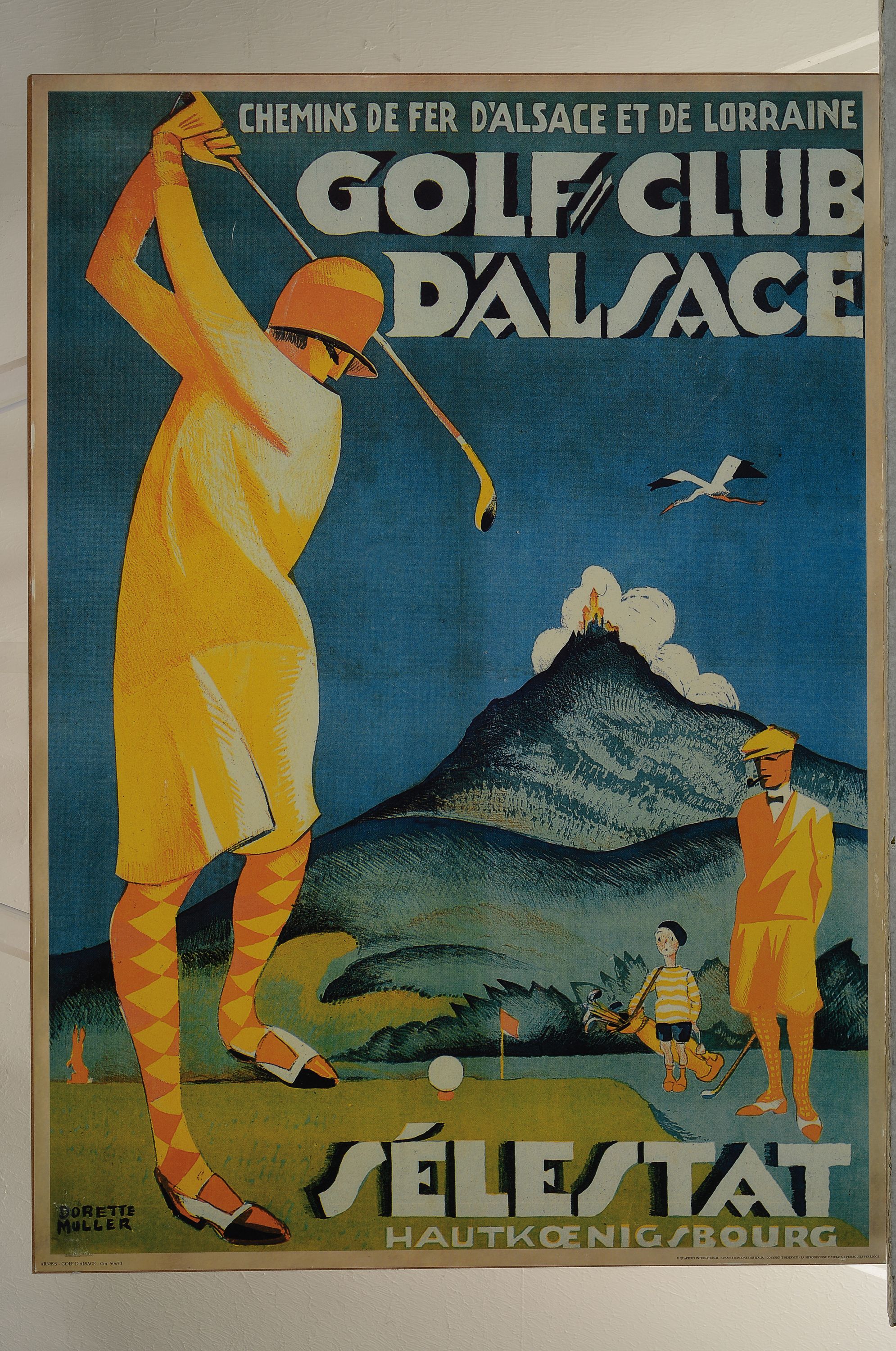 Detail k: Dorette Muller, 1898-1975, Plakat für den Golfclub d'Alsace Sélestat Hautkoenigsbourg, Farboffset, ca. 70x50cm, ganzflächig auf Hartfaser ...
