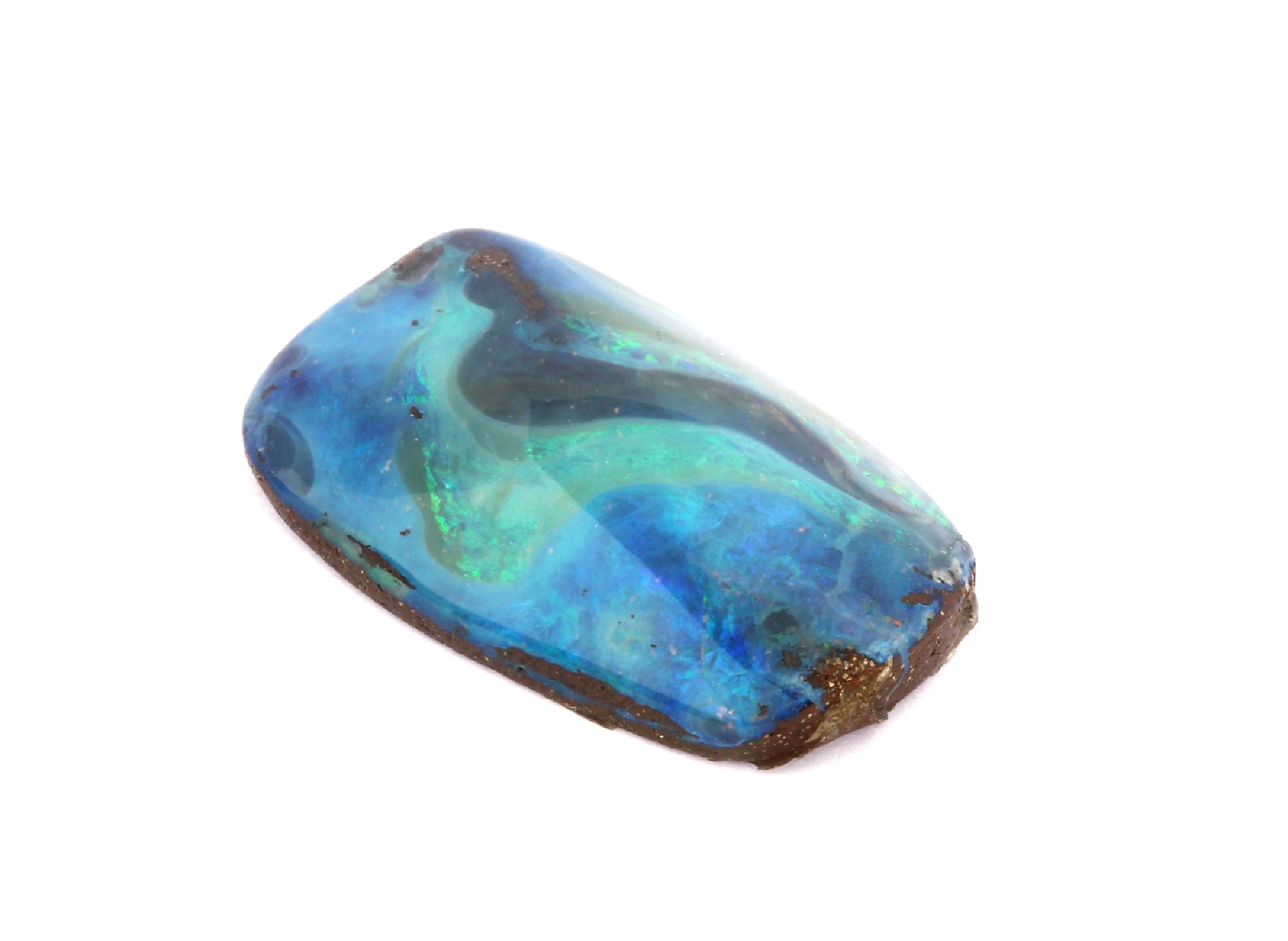 Detail a: Loser Boulder-Opal, ca. 31.66 ct, schönes Farbspiel in Blau und Grün