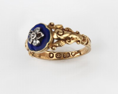 26745550d - 18 kt gold diamond-ring with enamel