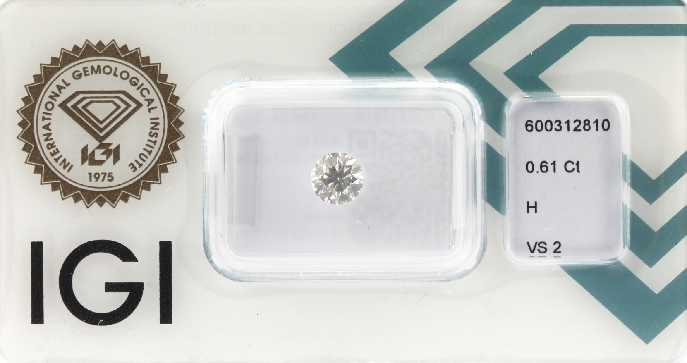 Loser Brillant, ca. 0.61 ct Weiß(H)/vs2, eingeschweißt mit IGI-Expertise