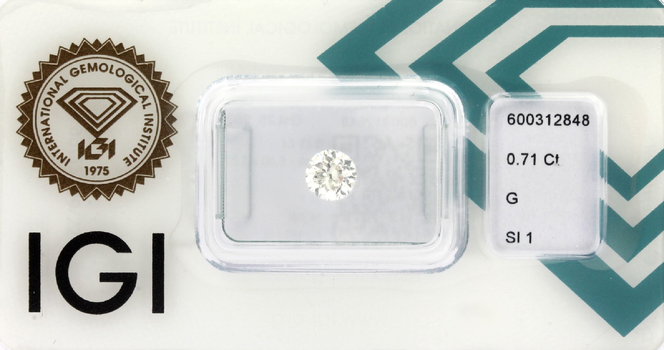 Loser Brillant, ca. 0.71 ct feines Weiß(G)/si1, eingeschweißt, mit IGI-Expertise