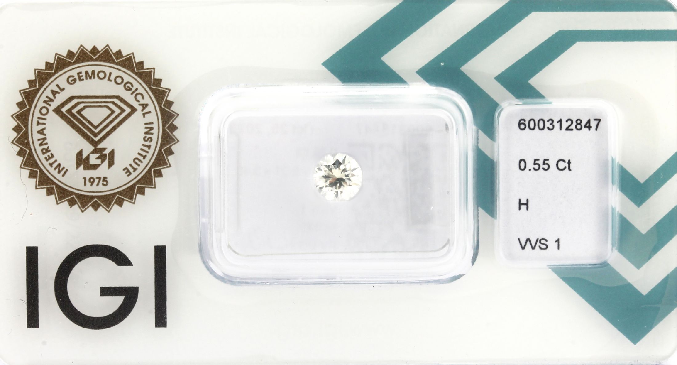 Loser Brillant, ca. 0.55 ct Weiß(H)/vvs1, eingeschweißt mit IGI-Expertise