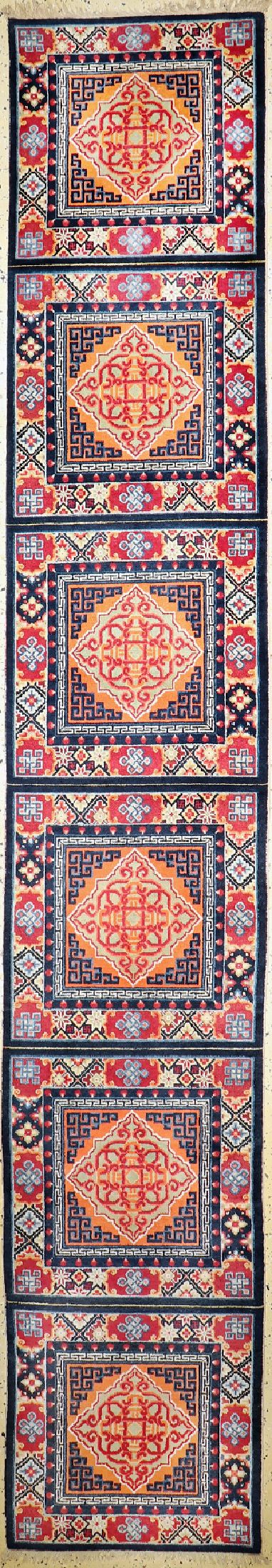 Ning-Hsia"Sitzbank-Teppiche", antik, China,um 1900, Wolle auf Baumwolle, ca. 390 x 66 cm,EHZ: 1-2