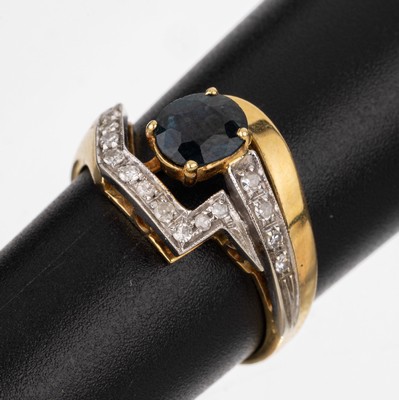 Image 26745620 - 18 kt Gold Saphir-Diamant-Ring