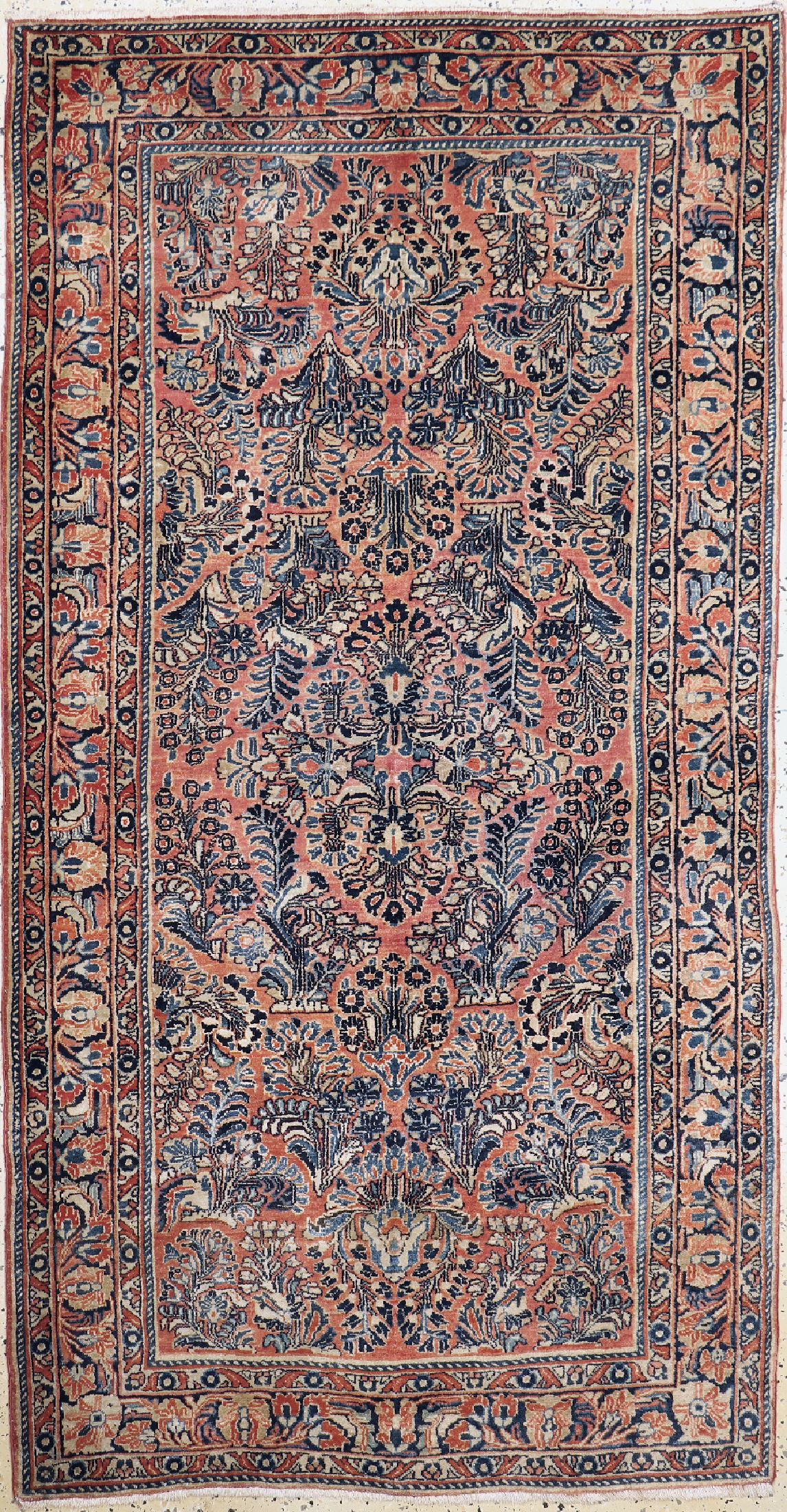 Us Re-Import Sarogh, Persien, um 1910/1920,Korkwolle auf Baumwolle, ca. 235 x 127 cm, EHZ: 1-2