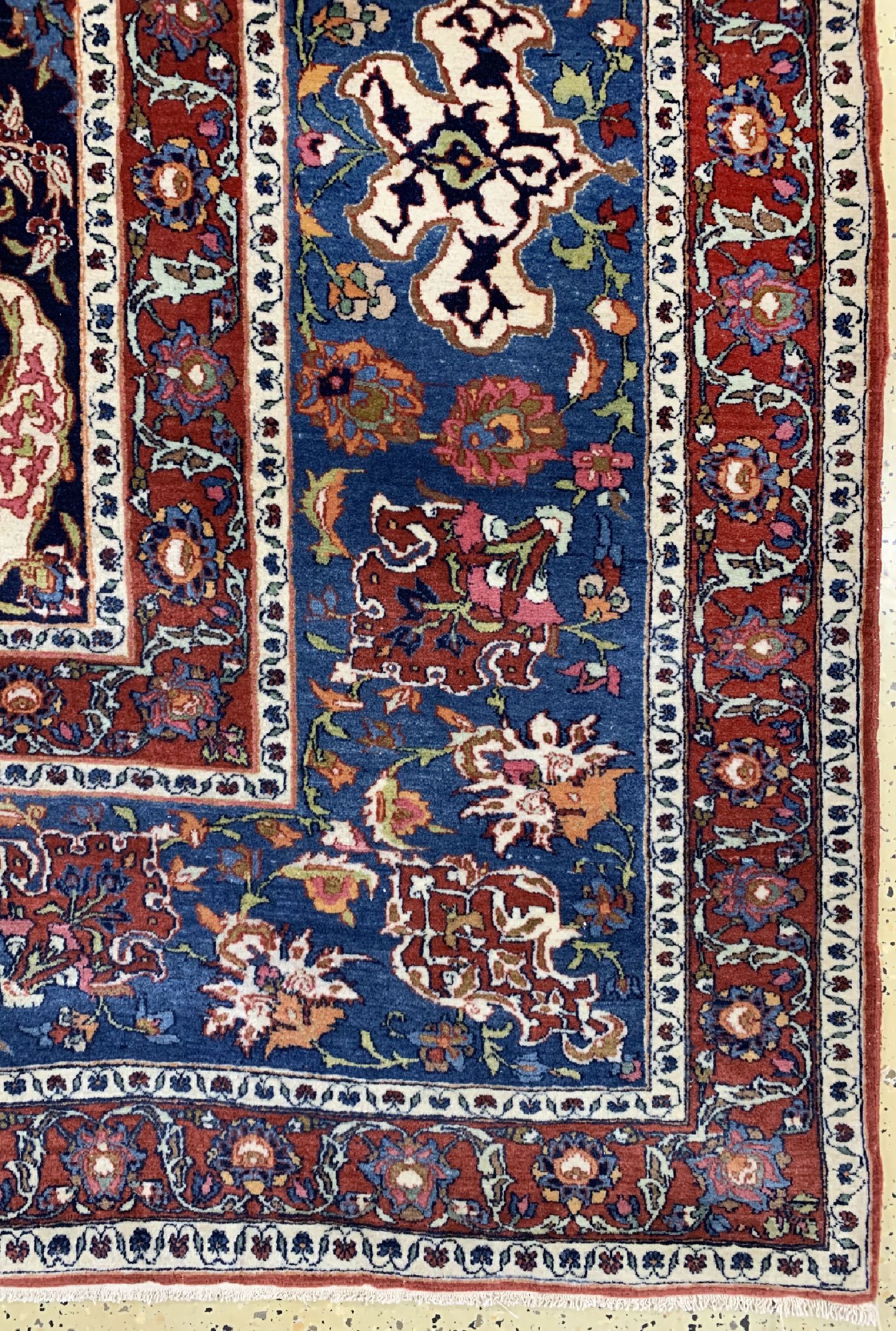 Detail a: Esfahan fein antik, Persien, datiert 1322(1901), Korkwolle auf Baumwolle, ca. 410 x305 cm, EHZ: 1-2
