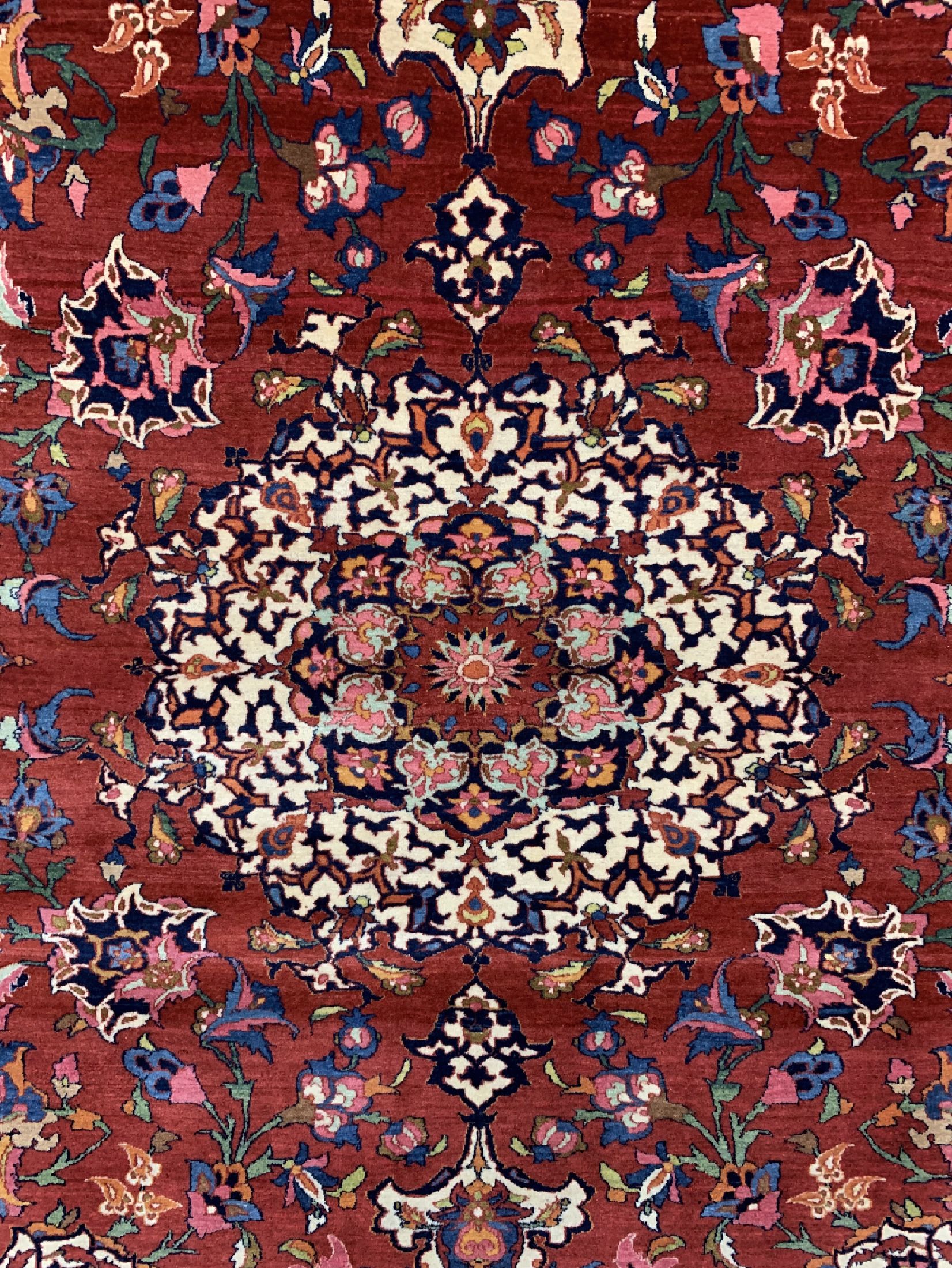 Detail c: Esfahan fein antik, Persien, datiert 1322(1901), Korkwolle auf Baumwolle, ca. 410 x305 cm, EHZ: 1-2