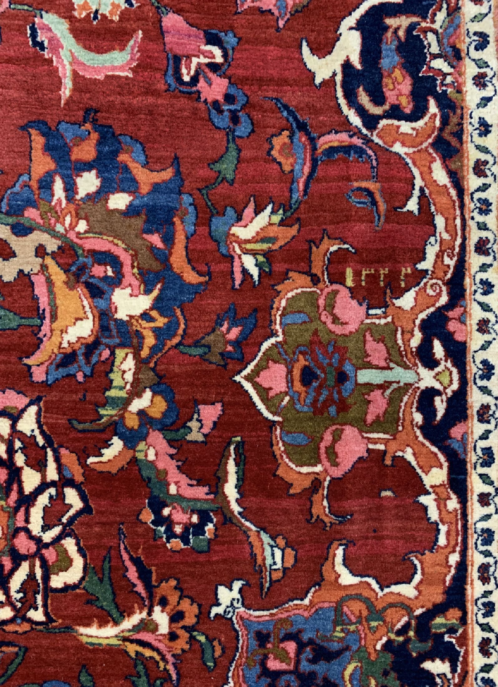 Detail d: Esfahan fein antik, Persien, datiert 1322(1901), Korkwolle auf Baumwolle, ca. 410 x305 cm, EHZ: 1-2