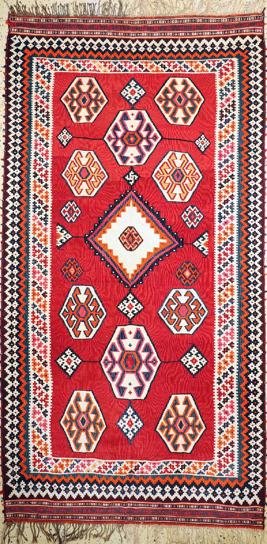 Ghaschgai Kelim antik, Persien, um 1910/1920, Wolle auf Wolle, ca. 295 x 155 cm, EHZ: 1-2