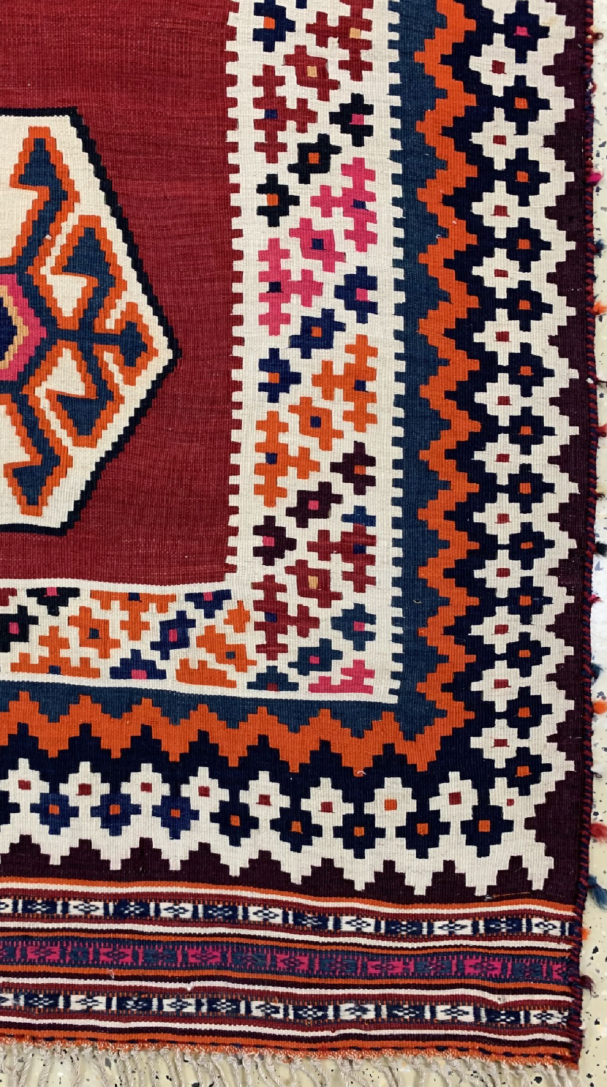Detail a: Ghaschgai Kelim antik, Persien, um 1910/1920, Wolle auf Wolle, ca. 295 x 155 cm, EHZ: 1-2
