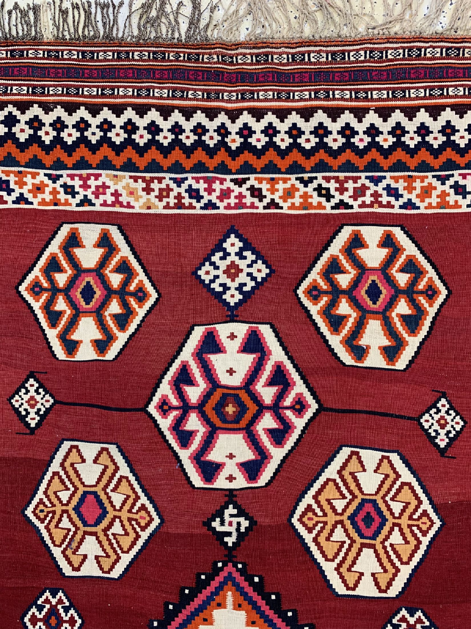 Detail d: Ghaschgai Kelim antik, Persien, um 1910/1920, Wolle auf Wolle, ca. 295 x 155 cm, EHZ: 1-2