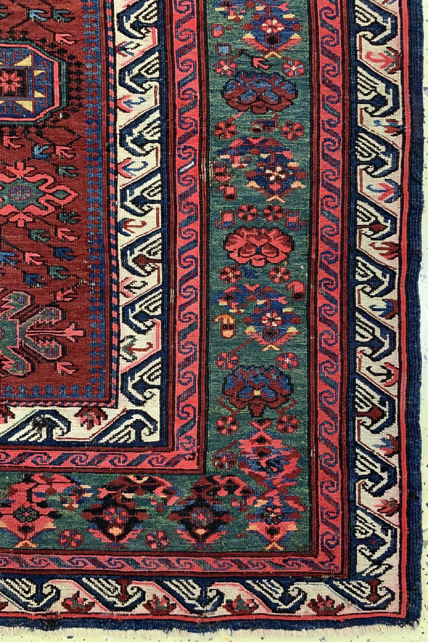 Detail a: Antiker Sumakh, Kaukasus, um 1900, Wolle auf Wolle, ca. 320 x 183 cm, EHZ: 1-2