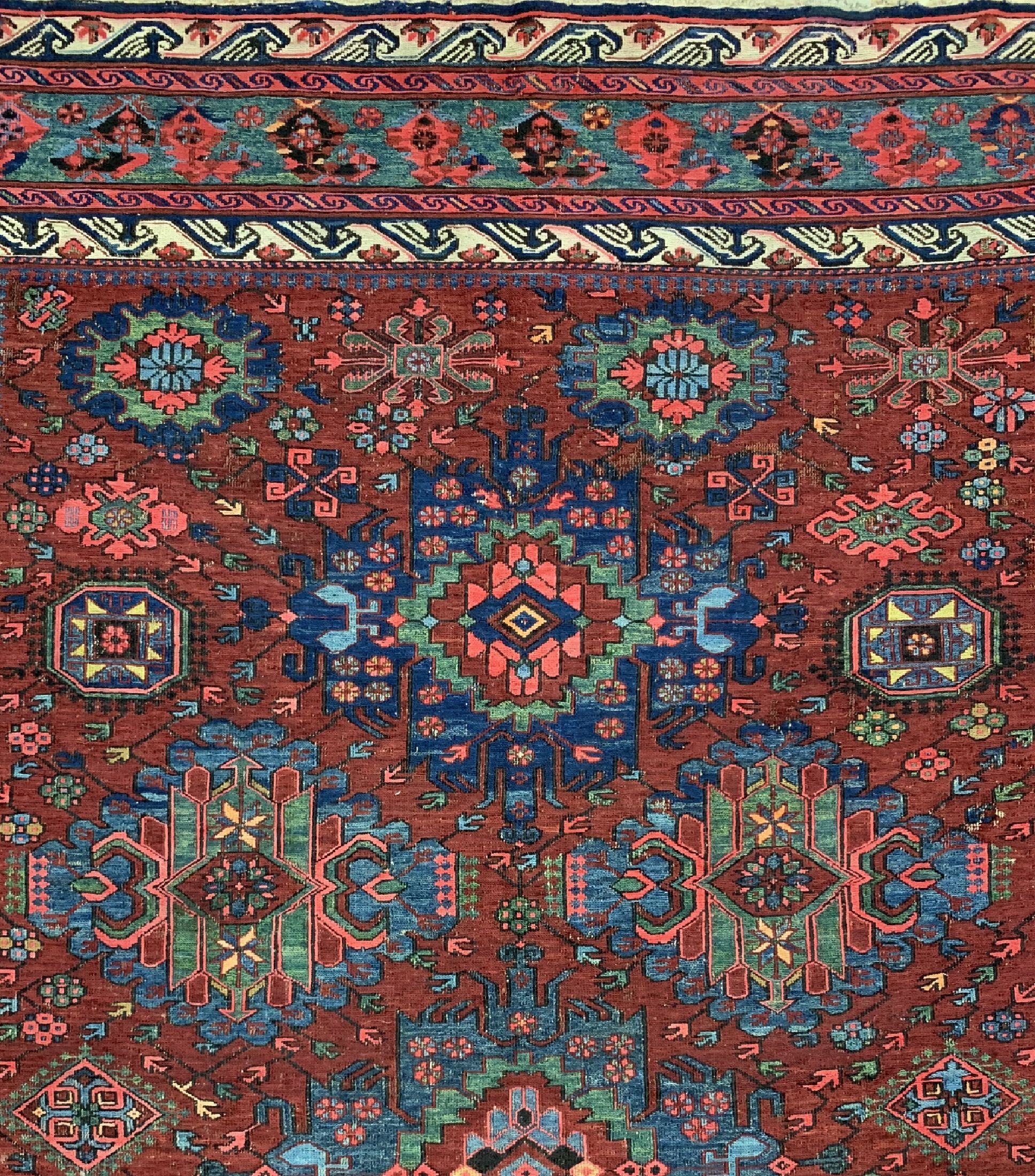 Detail d: Antiker Sumakh, Kaukasus, um 1900, Wolle auf Wolle, ca. 320 x 183 cm, EHZ: 1-2