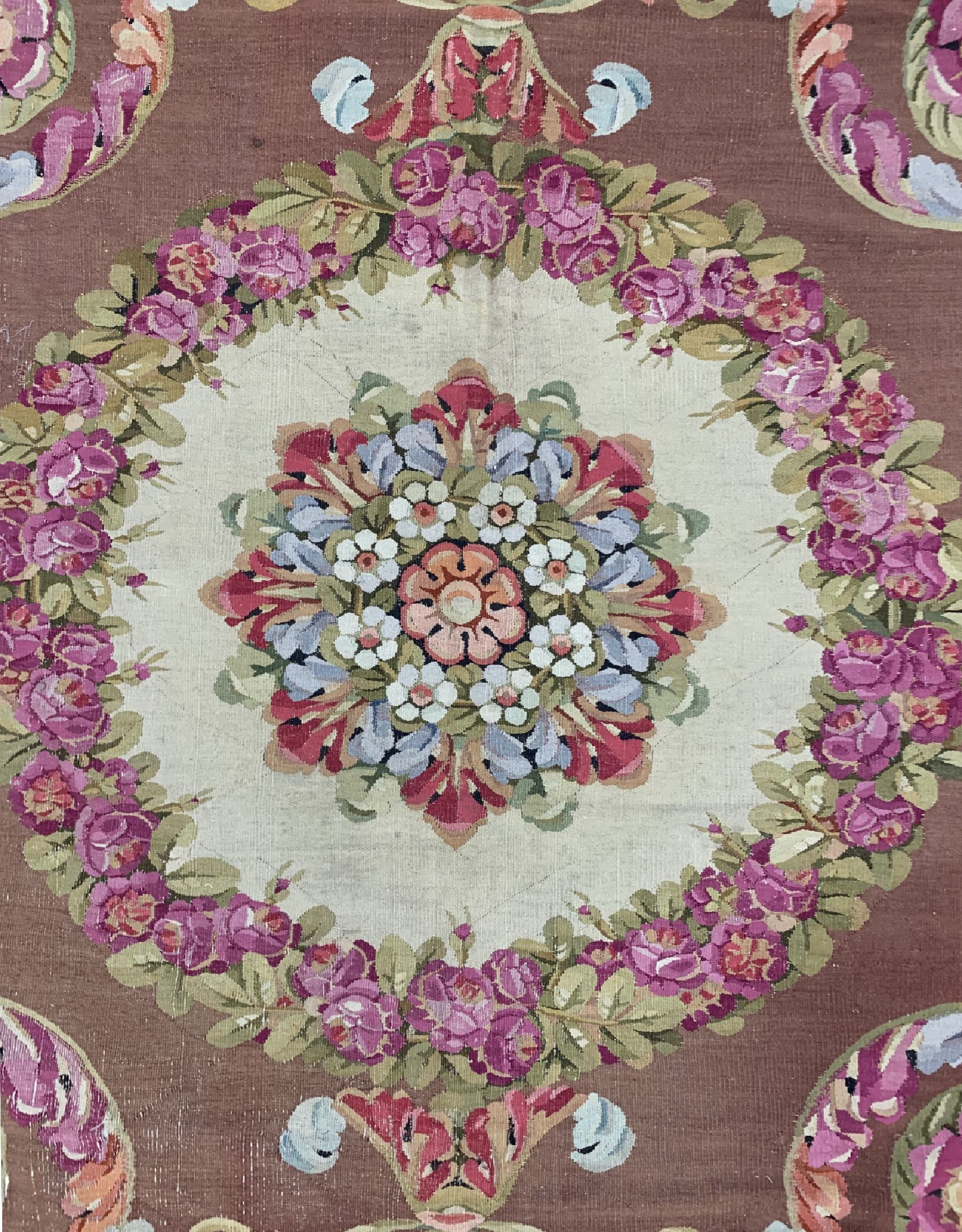 Detail e: Antiker Aubusson"Flachgewebt" Frankreich, 19.Jhd, Wolle auf Baumwolle, ca. 540 x 340 cm,EHZ: 3