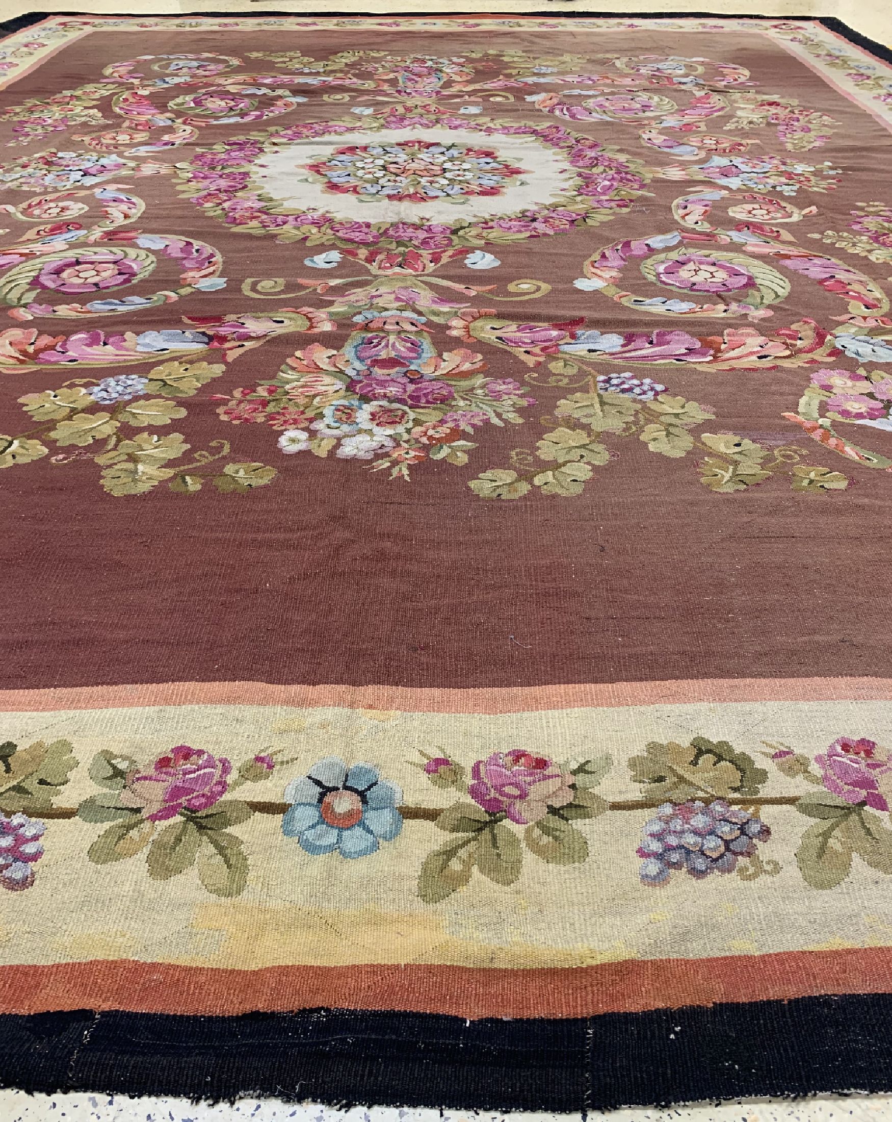 Detail i: Antiker Aubusson"Flachgewebt" Frankreich, 19.Jhd, Wolle auf Baumwolle, ca. 540 x 340 cm,EHZ: 3