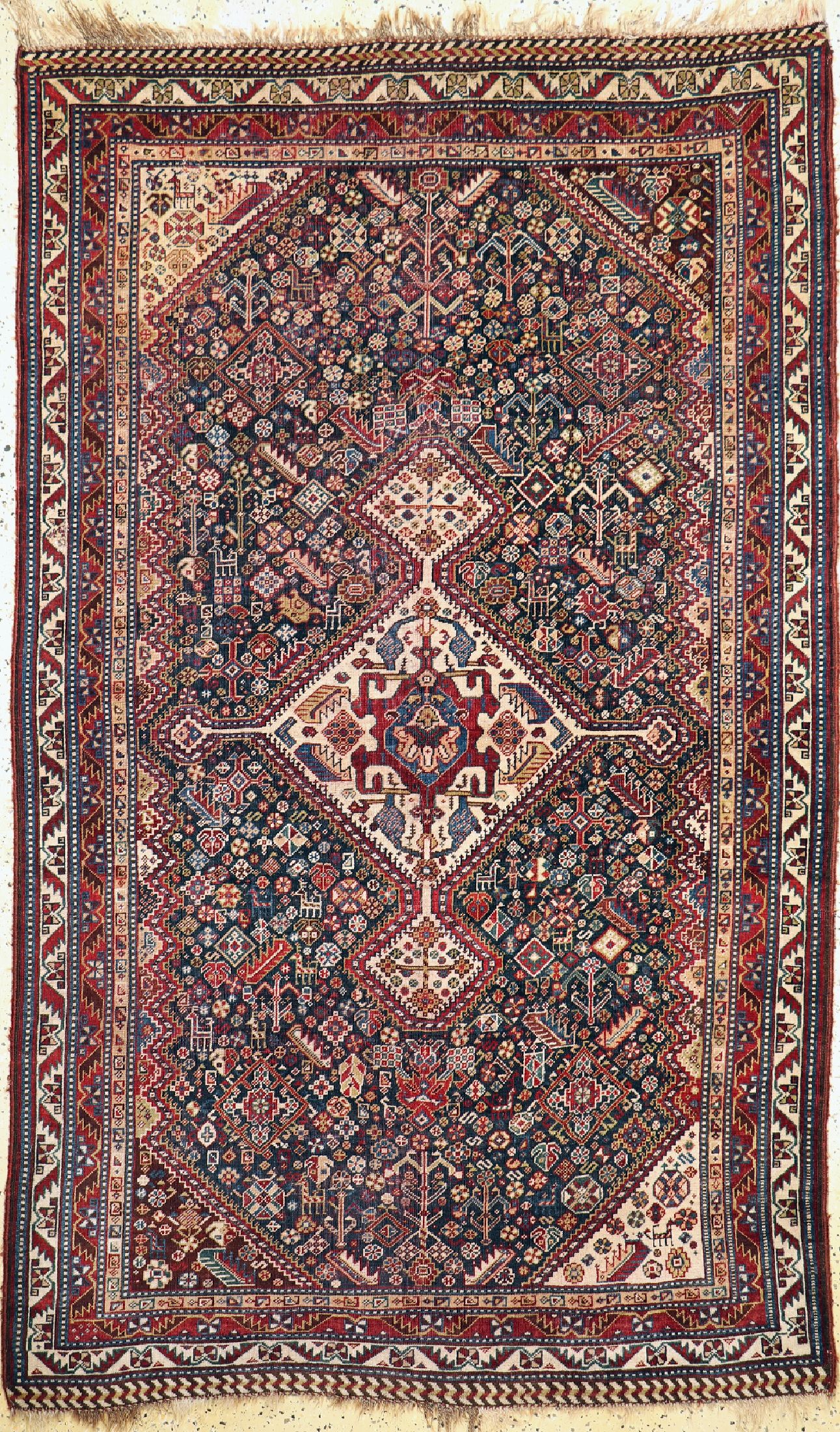 Antiker Khamseh, Persien, 19.Jhd, Wolle aufWolle, ca. 250 x 150 cm, EHZ: 3