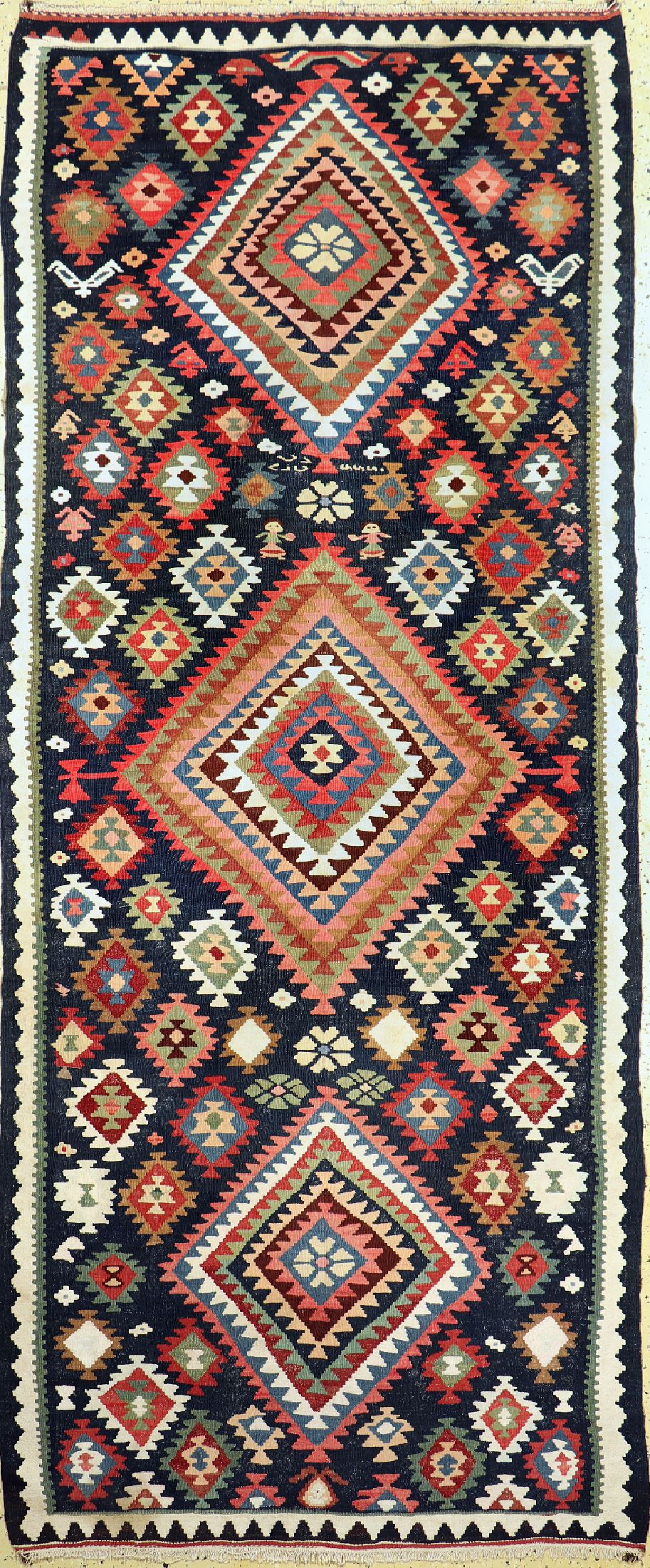 Bidjar Kelim, Persien, um 1920/1930, Wolle auf Baumwolle, ca. 330 x 140 cm, Reinigungsbedürftig, EHZ: 2