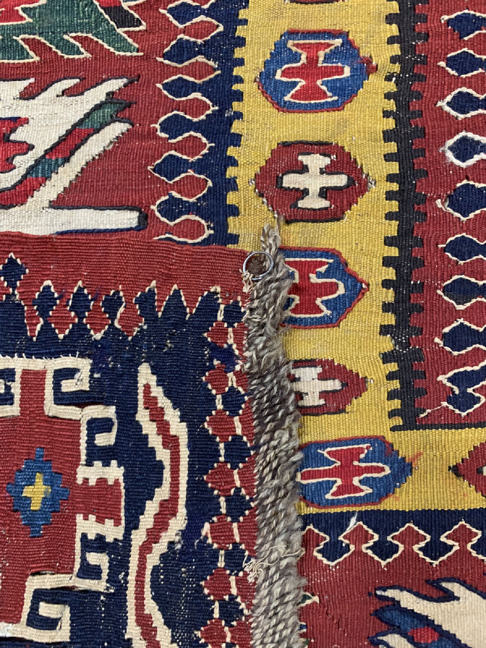 Detail f: Antiker Kuba-Schirwan Kelim, Kaukasus, um 1900, Wolle auf Wolle, ca. 440 x 214 cm, EHZ: 2