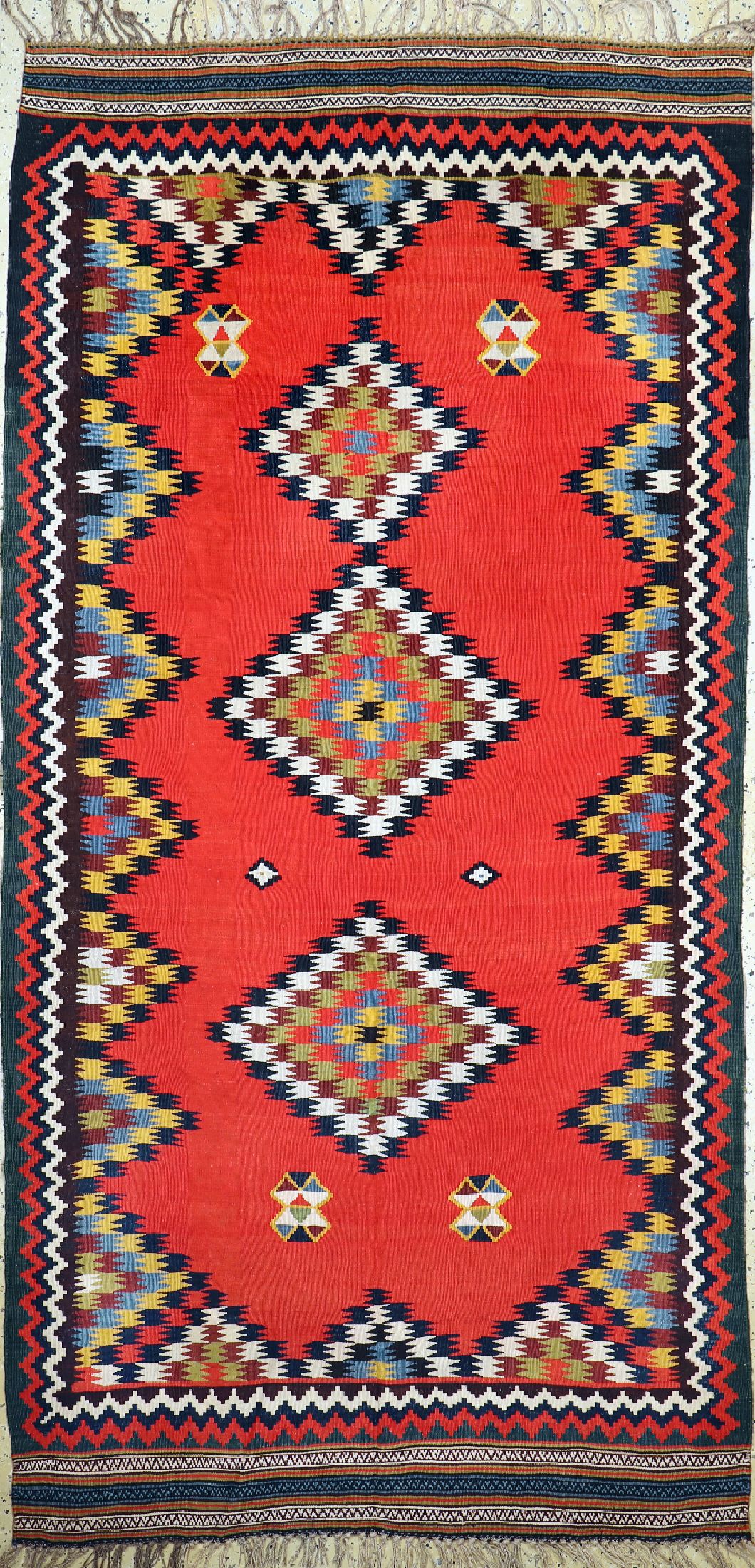 Antiker Ghaschgai Kelim, Persien, um 1900, Wolle auf Wolle, ca. 277 x 135 cm, EHZ: 2