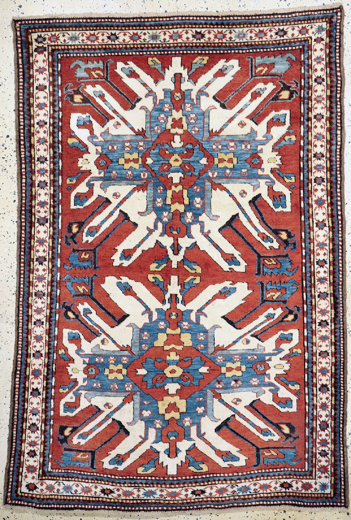 Tschelaberd"Adler-Kazak"antik, Kaukasus, um 1900, Wolle auf Wolle, ca. 197 x 137 cm, EHZ: 2.