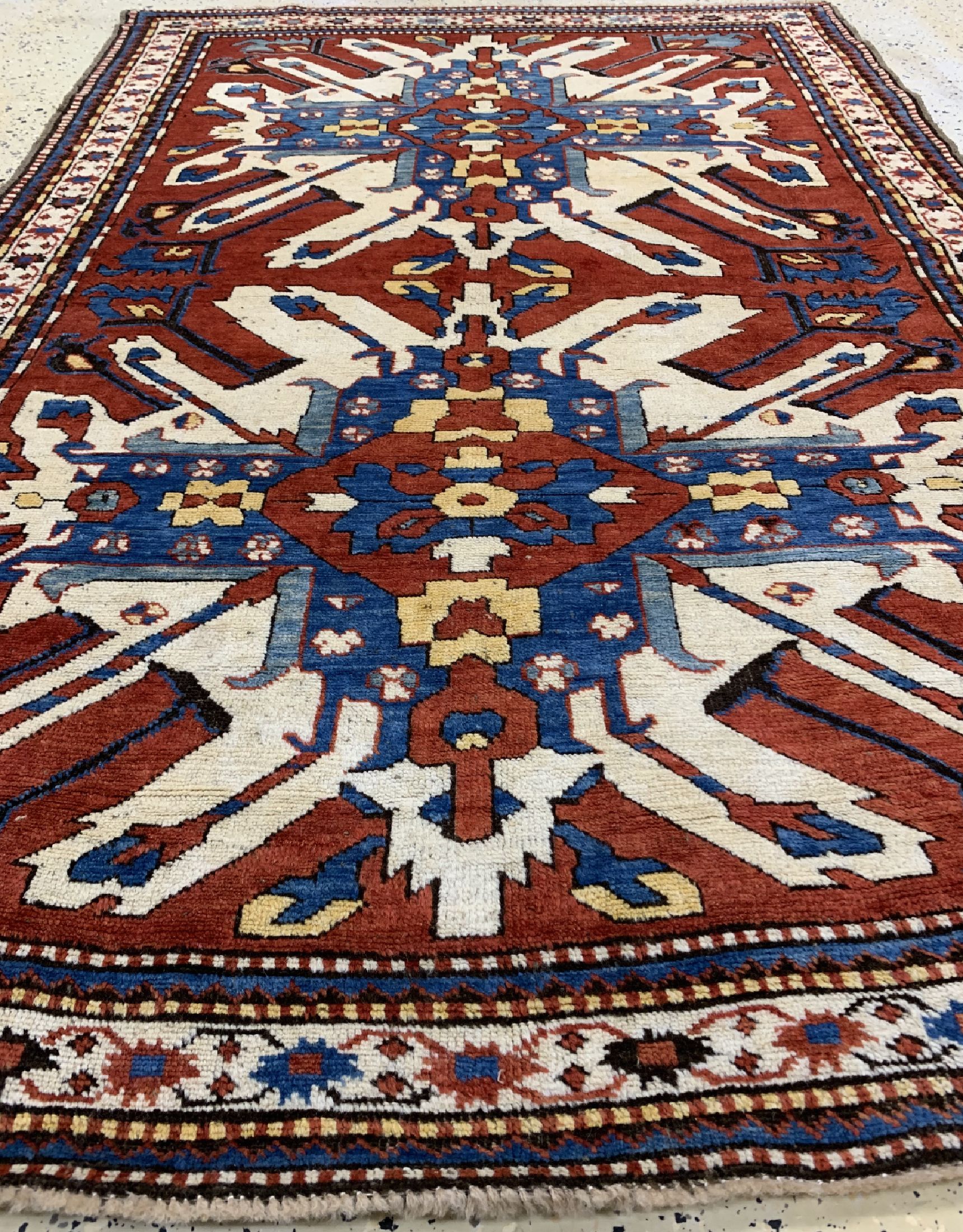 Detail d: Tschelaberd"Adler-Kazak"antik, Kaukasus, um 1900, Wolle auf Wolle, ca. 197 x 137 cm, EHZ: 2.
