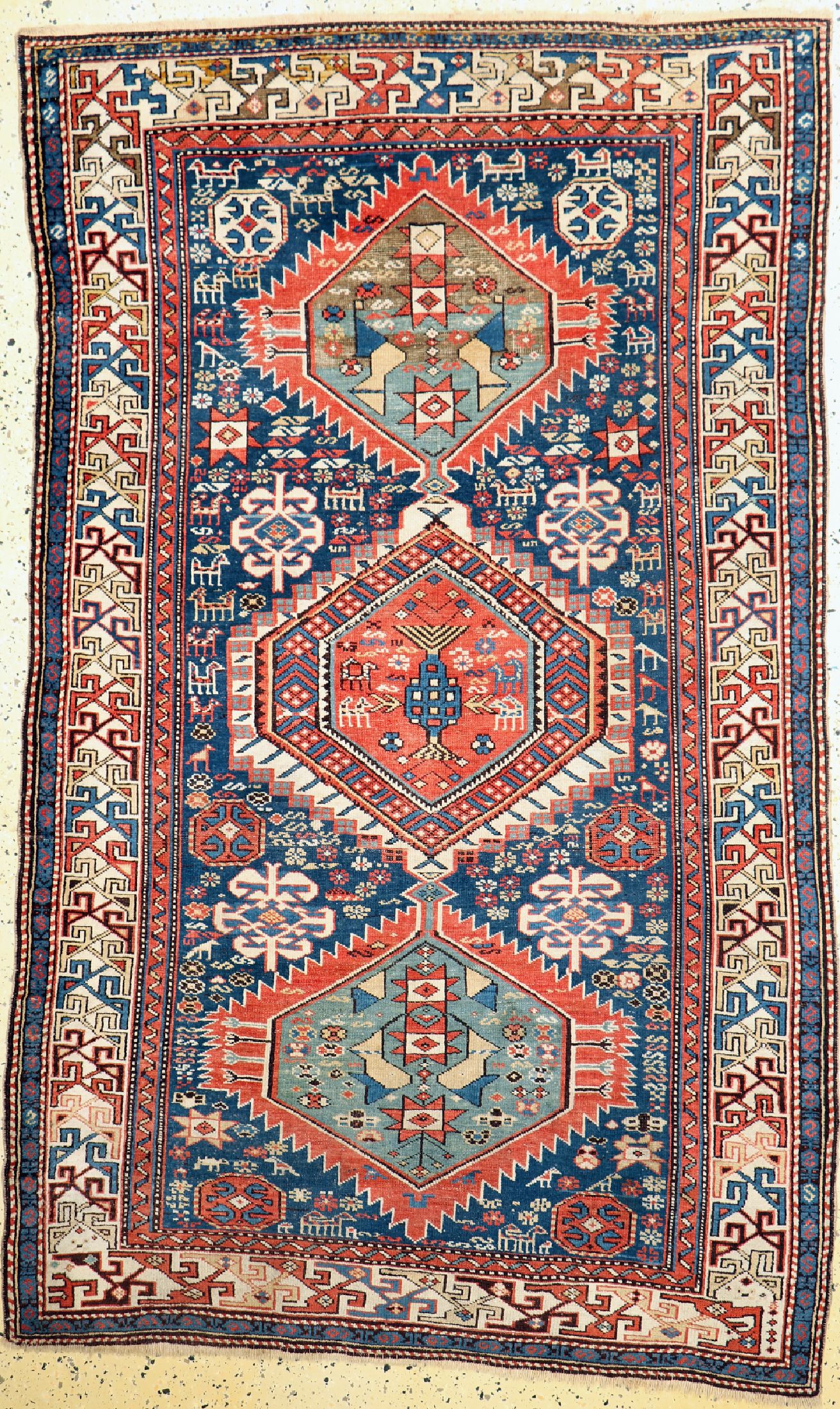 Antiker Kazak"Akstafa", Kaukasus, 19.Jhd, Wolle auf Wolle, ca. 205 x 124 cm, EHZ: 2-3