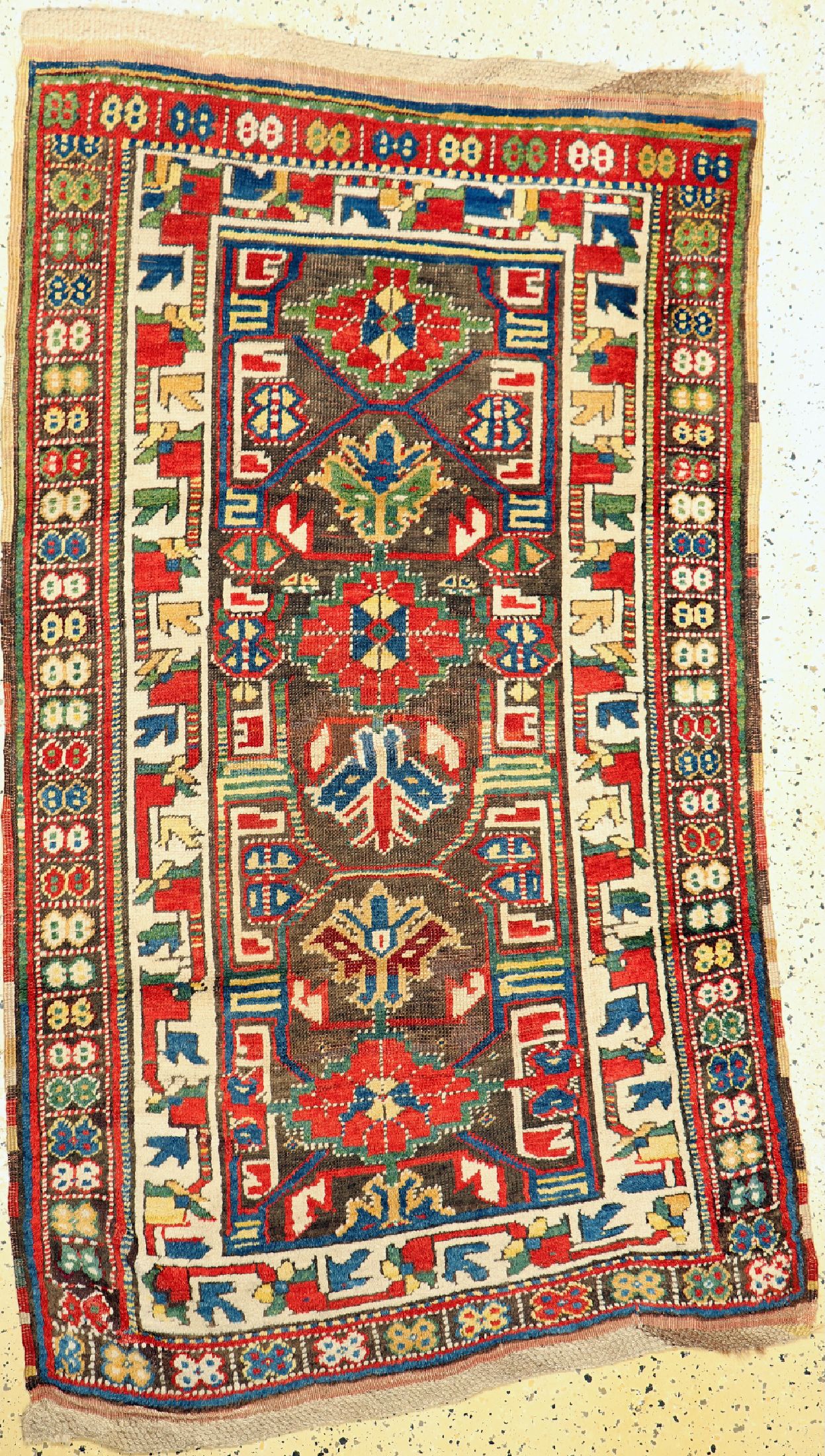Kurdischer Dorfteppich antik, Persien, 19.Jhd, Wolle auf Wolle, ca. 200 x 113 cm, EHZ: 2, (Braun Oxidiert)