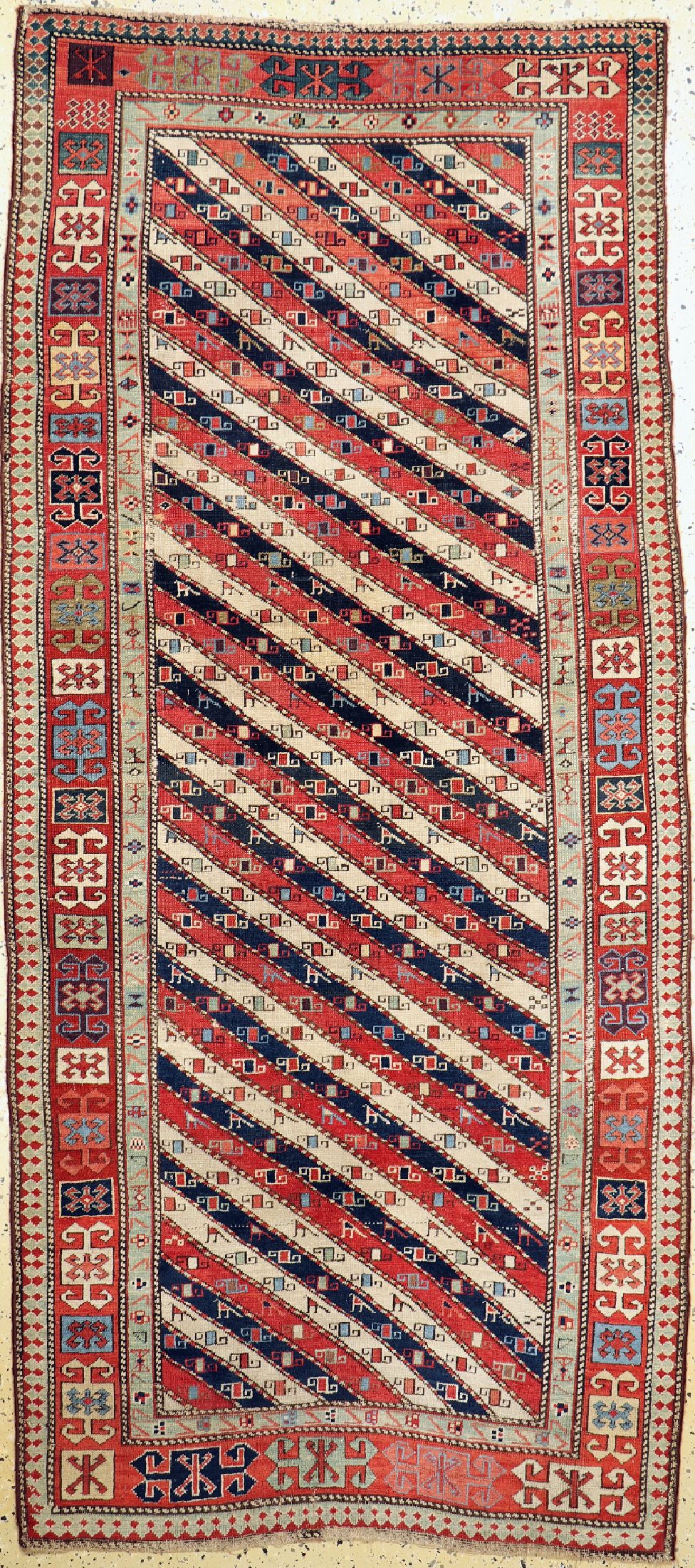 Antiker Kazak"Gendje", Kaukasus, 19.Jhd, Wolle auf Wolle, ca. 250 x 111 cm, EHZ: 2-3