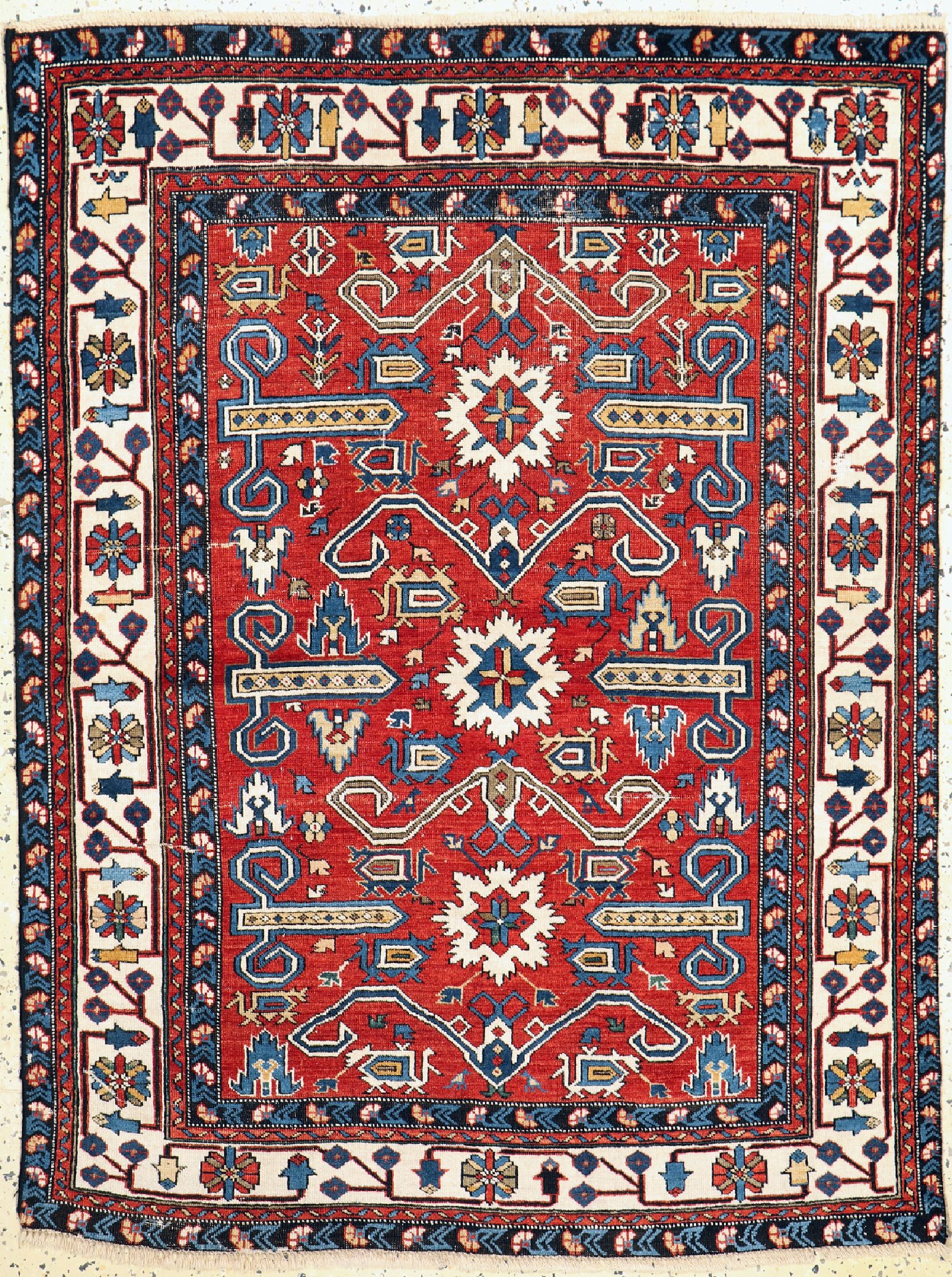 Antiker Schirwan"Perpedil", Kaukasus, um 1900, Wolle auf Wolle, ca. 150 x 113 cm, EHZ: 2-3