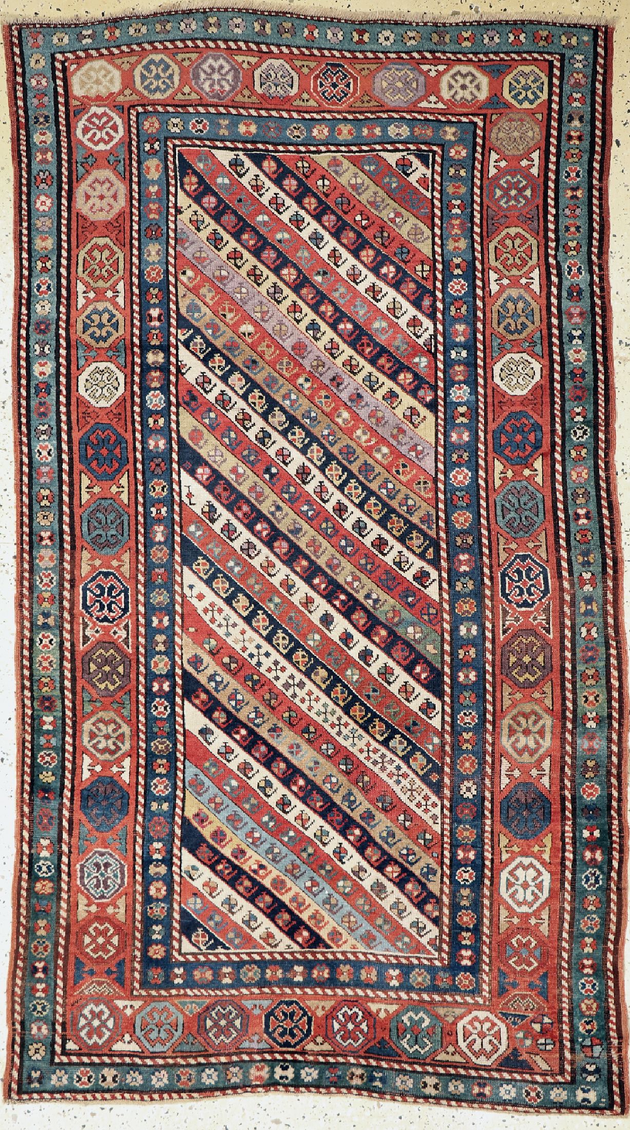 Antiker Kazak"Gendje", Kaukasus, 19.Jhd, Wolle auf Wolle, ca. 222 x 124 cm, EHZ: 2-3