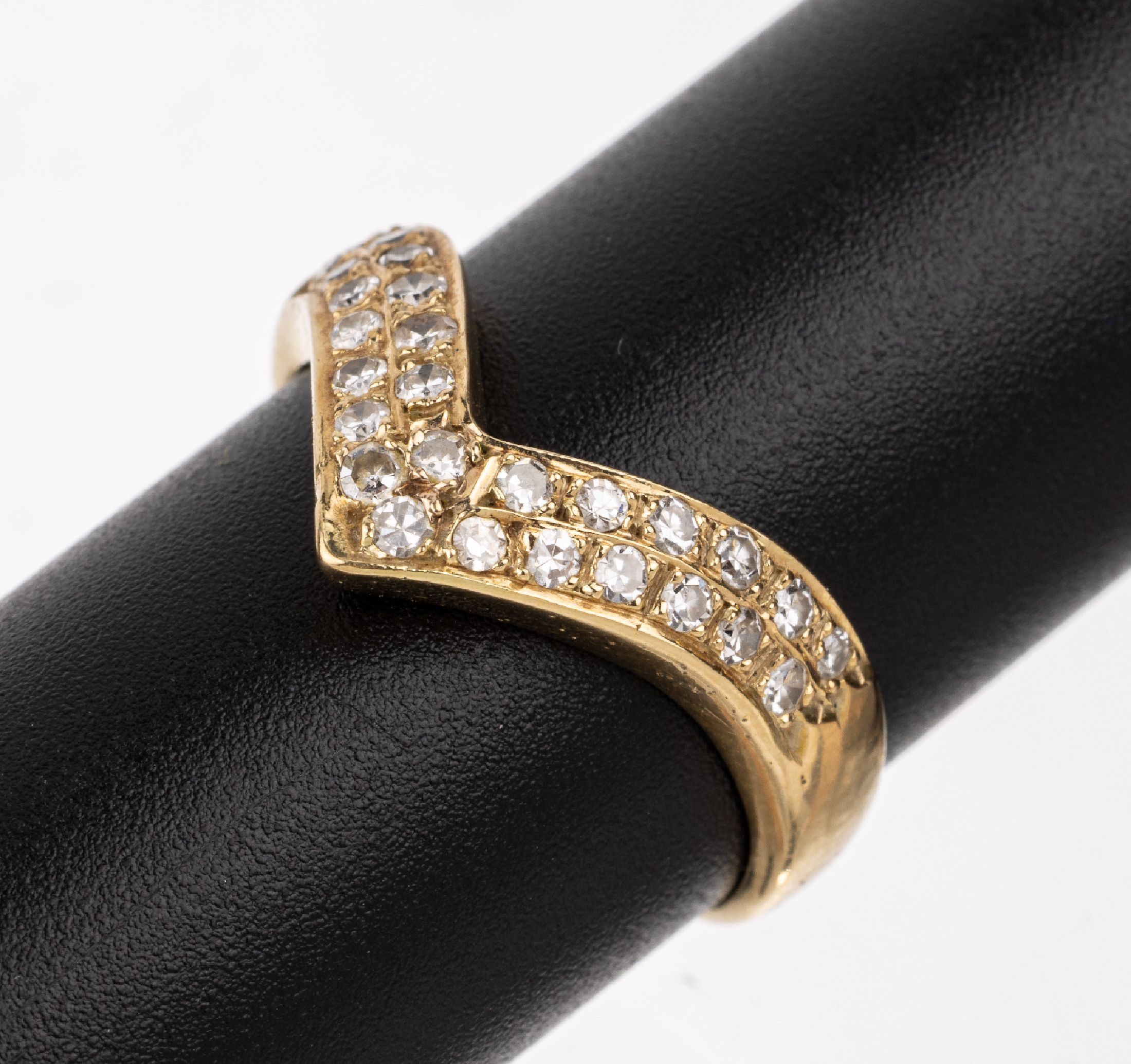 14 kt Gold Diamant-Ring, GG 585/000, 8/8- Diamanten zus. ca. 0.50 ct Weiß/si-p, RW 57, 3.6 g