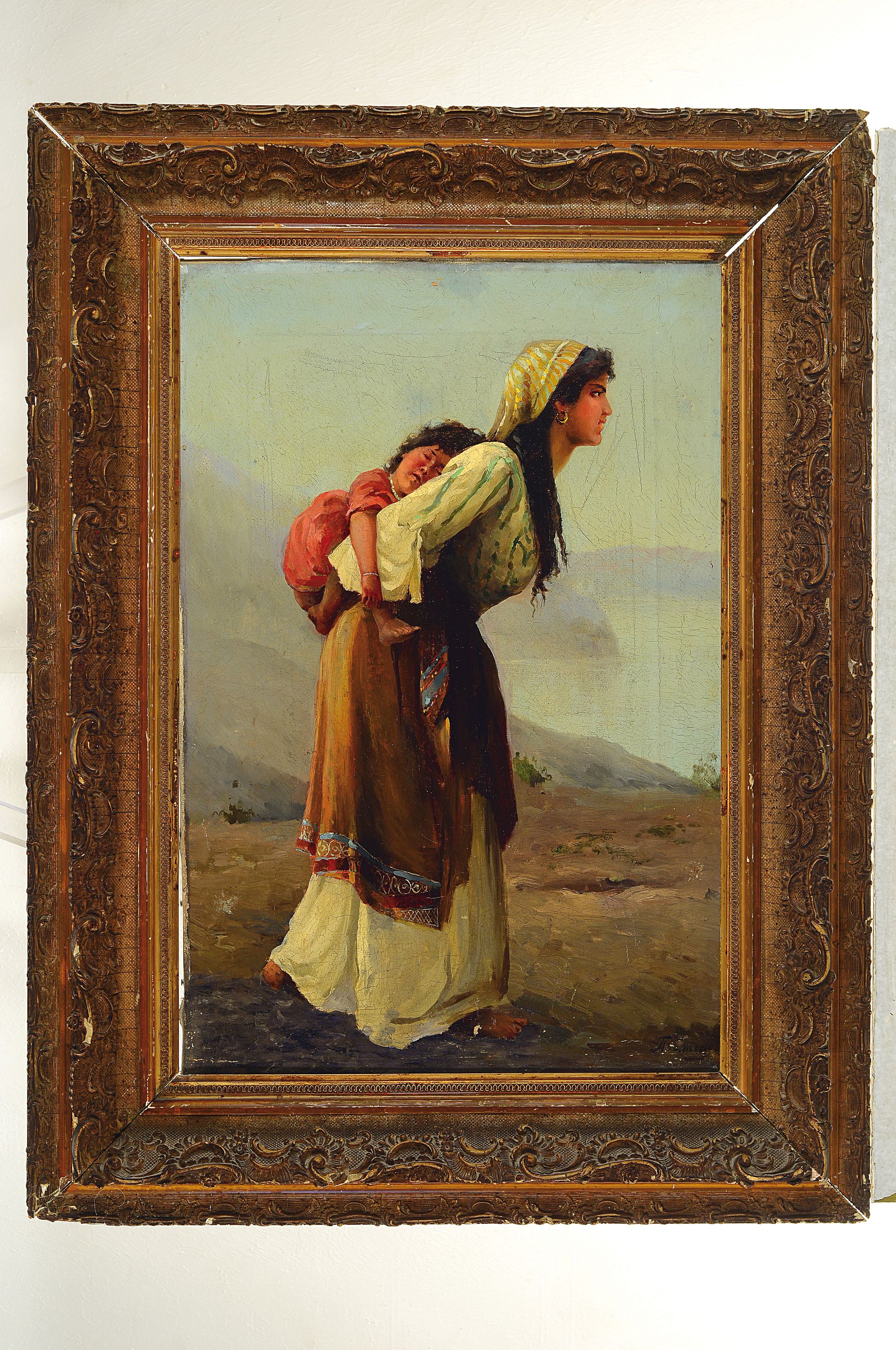 Detail k: Russischer Künstler des 19. Jh., Junge Italienerin mit Kind auf dem Rücken, Öl/Lwd, re. u. sign., ca. 60x40cm, R. ca. 80x60cm