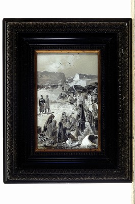 26746130l - Attribution: Nikolai Nikolaevich Karazin, 1842-1908, 2 grisaille paintings with multi- figured scenes from the Middle East, gouache on paper, both barely legibly signed at the bottom right, each approx. 17x11cm, etc., framed approx. 29x23cm