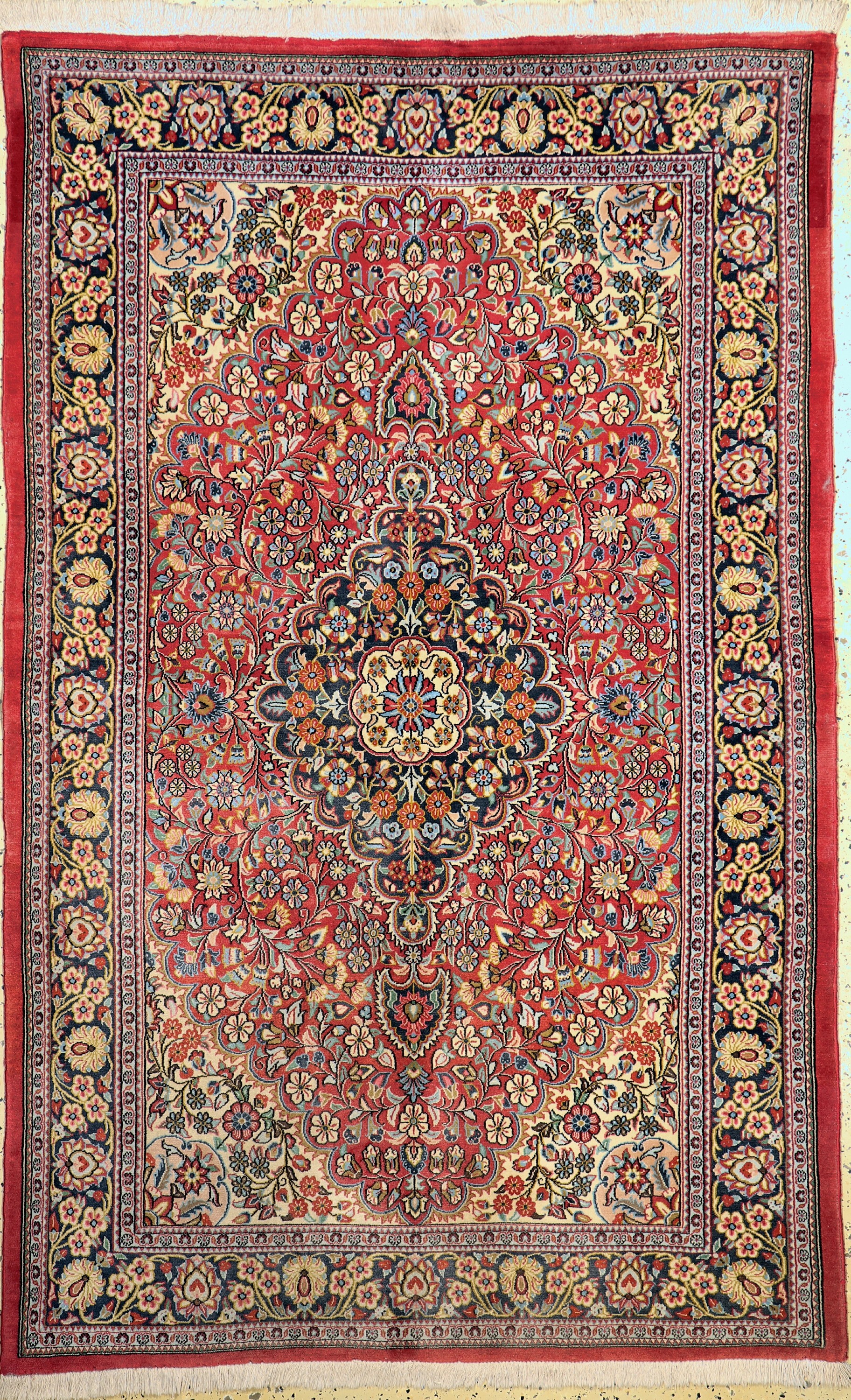 Ghom Kork, Persien, ca. 50 Jahre, Korkwolleauf Baumwolle, ca. 213 x 135 cm, EHZ: 2(verblaßt).