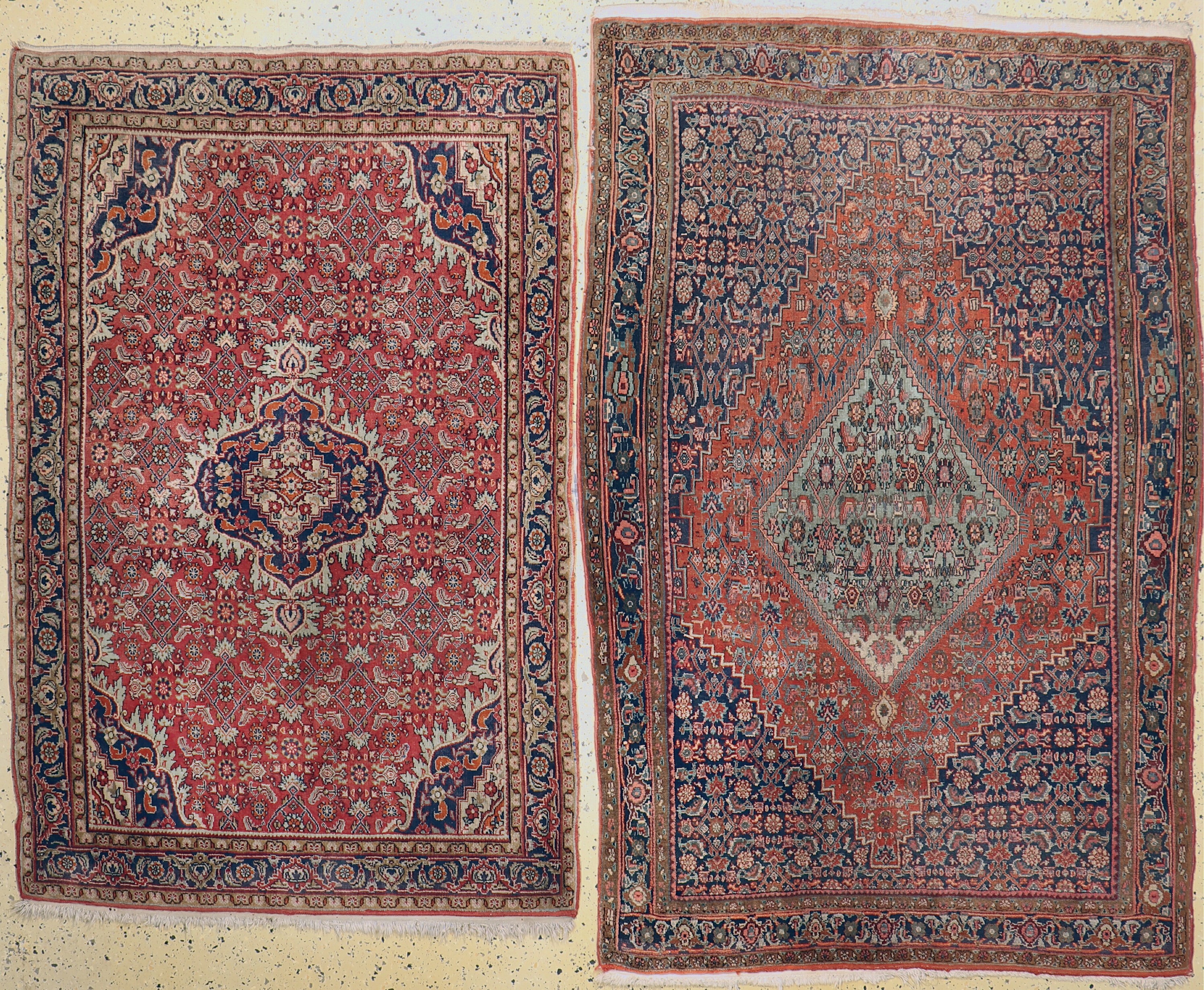 1 paar alte Bidjar, Persien, um 1950, Wolleauf Baumwolle, ca. 190 x 125 cm, EHZ: 2-3