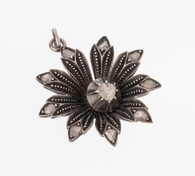 Image 26746885 - Diamant-Blütenanhänger, Silber gepr., um 1890-1900