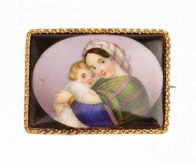 Image 26746890 - Miniaturmalerei-Brosche, wohl Schweiz um 1860er Jahre