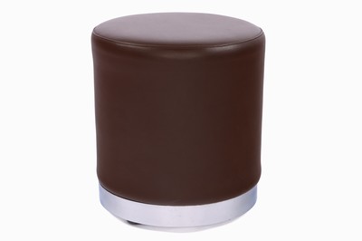 Image 26746909 - Stool, brown cover, likely faux leather, base metal chromed, approx. H. 43 cm, D. 39 cm