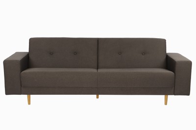 Image Design sofa, grey fabric covers, solid beech legs, partially tufted and buttoned back, timeless design, approx. 86x243x84 cm
