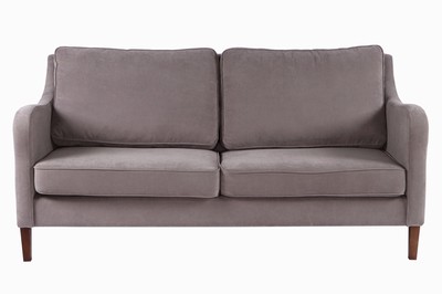 Image 26746932 - 2-seater sofa, gray fabric covers, loose cushions, on wooden legs, freestanding, decorative furniture, approximately 87x185x100 cm