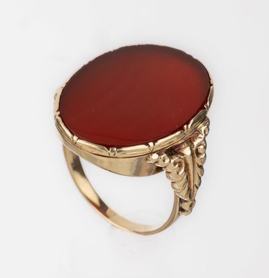 Image 26746949 - 14 kt gold Art Nouveau carnelian-ring, german approx. 1900