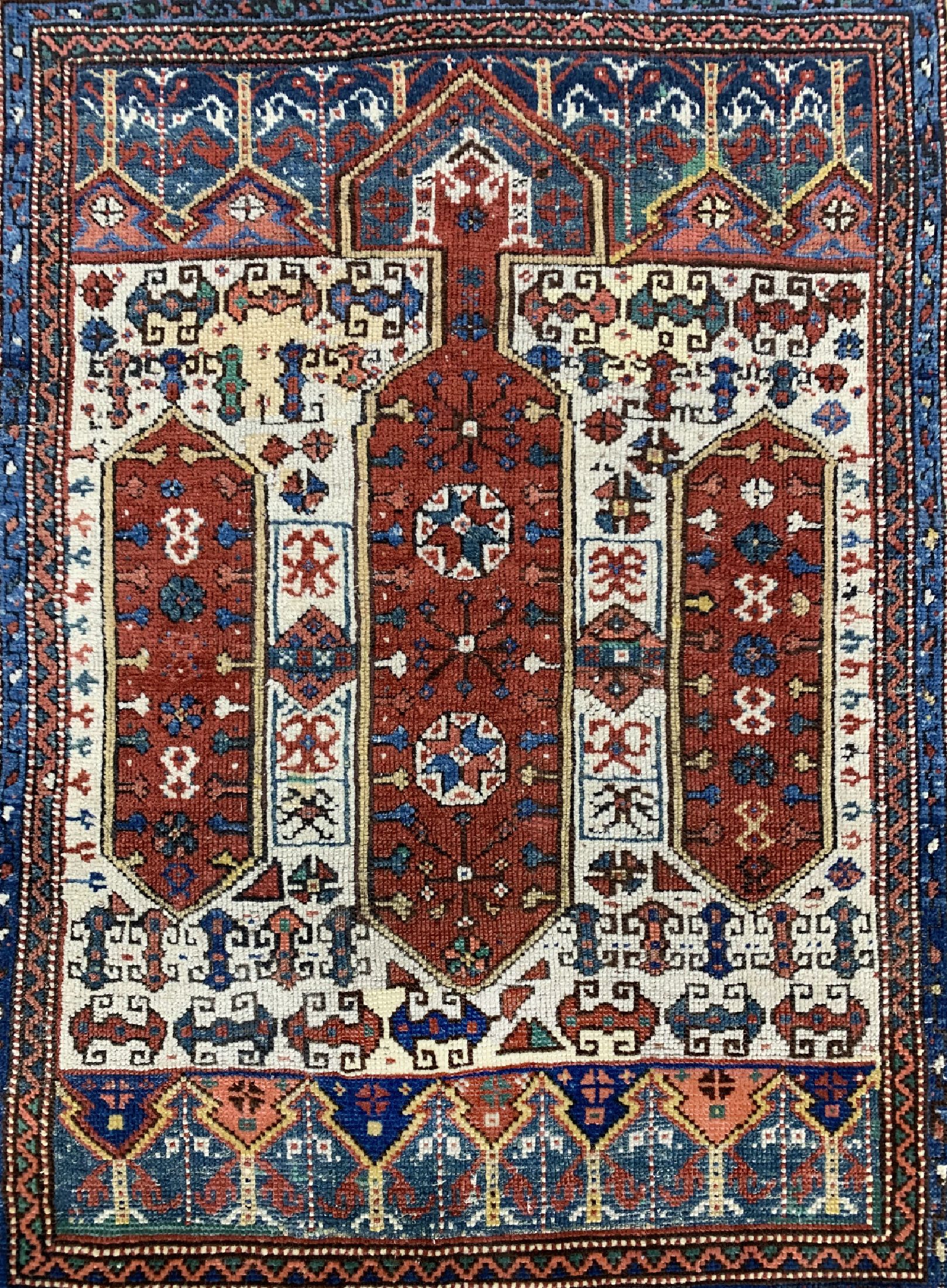 Detail c: Antiker Konya-Ladik-Gebiet, Türkei, 18.Jhd,Wolle auf Wolle, ca. 122 x 91 cm(siehe Lit.P.Bausback Anatolische Knüpfteppiche von April 1978 S.45), ...