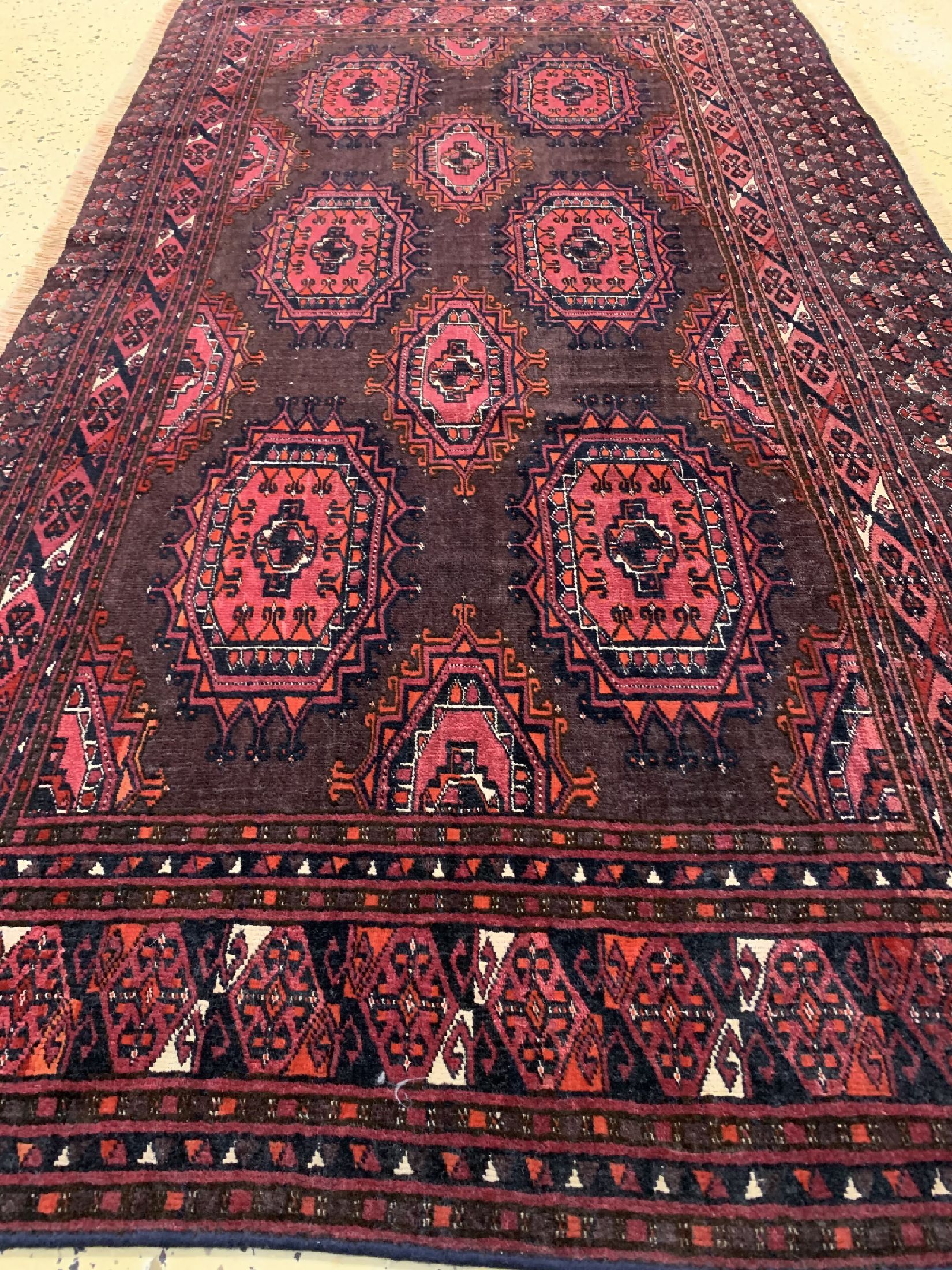 Detail d: Saryk Tschowal antik, Turkmenistan,um 1900,Wolle auf Wolle mit Seiden-Highlights, ca. 173x 95 cm, EHZ: 2-3