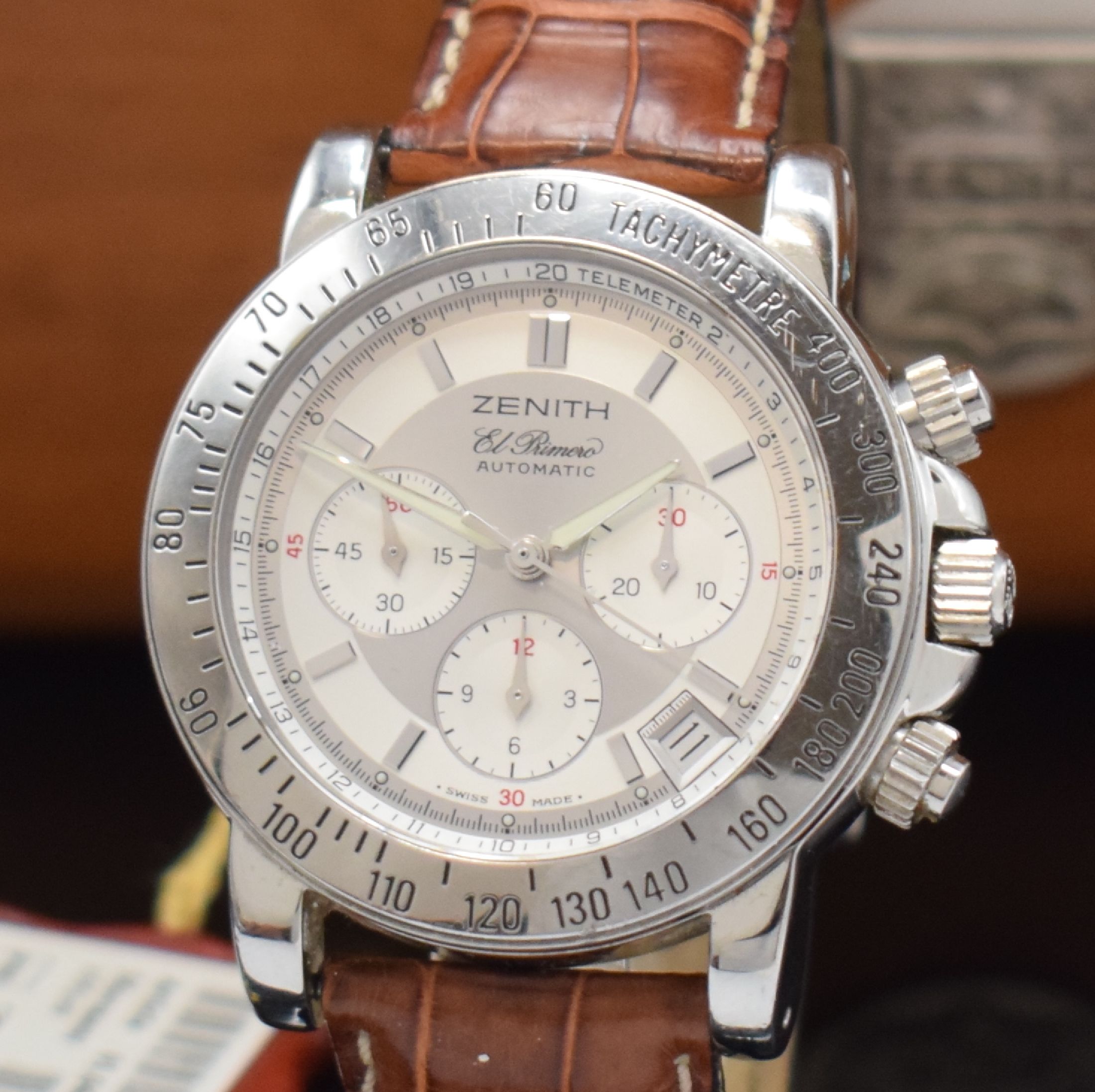Detail a: ZENITH El Primero Rainbow SchaltradchronographReferenz 01/02.0461.400, Automatik, Edelstahlgeh. inkl. orig. Lederband m. orig. Dornschl., Boden, ...