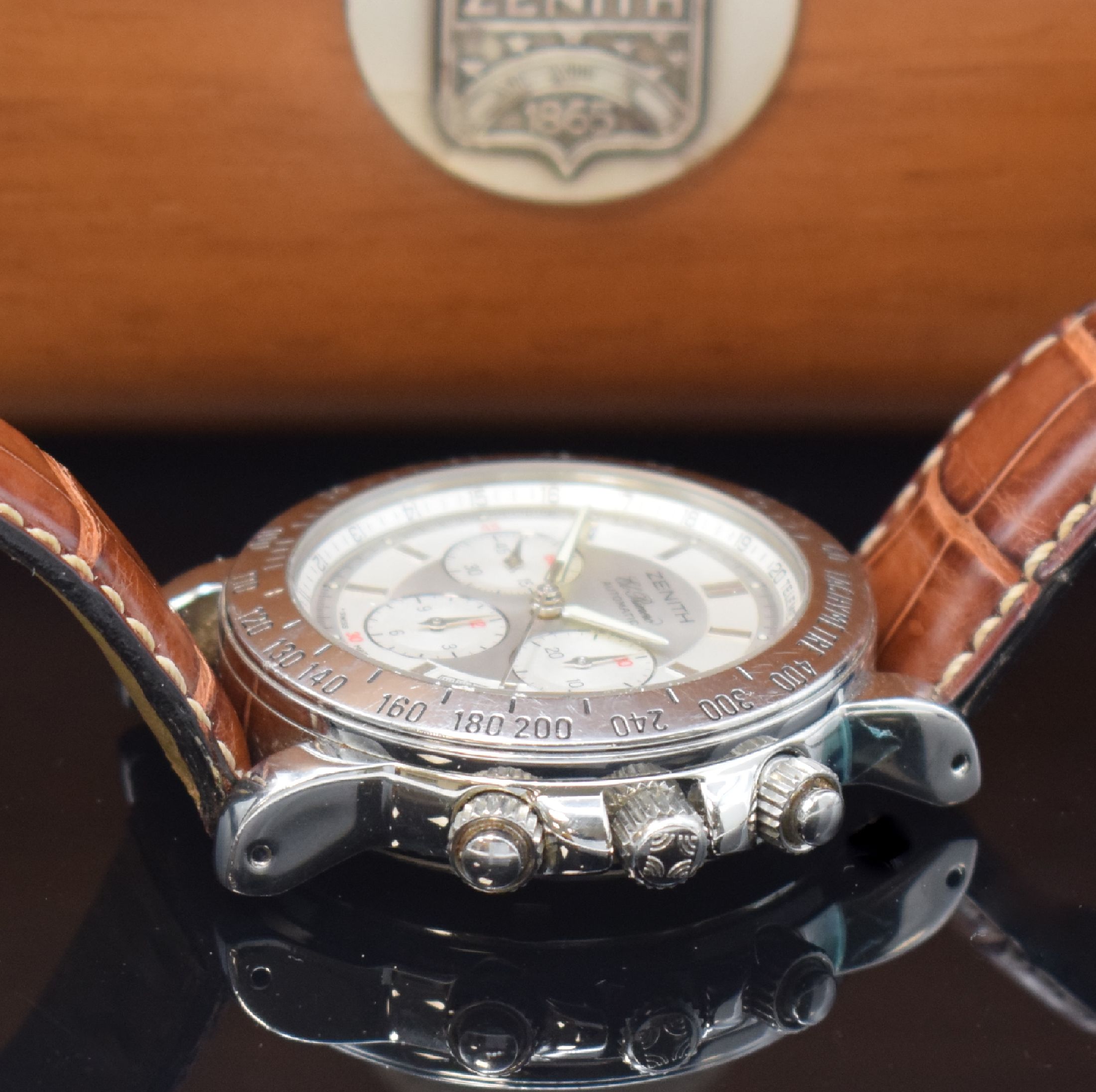 Detail c: ZENITH El Primero Rainbow SchaltradchronographReferenz 01/02.0461.400, Automatik, Edelstahlgeh. inkl. orig. Lederband m. orig. Dornschl., Boden, ...