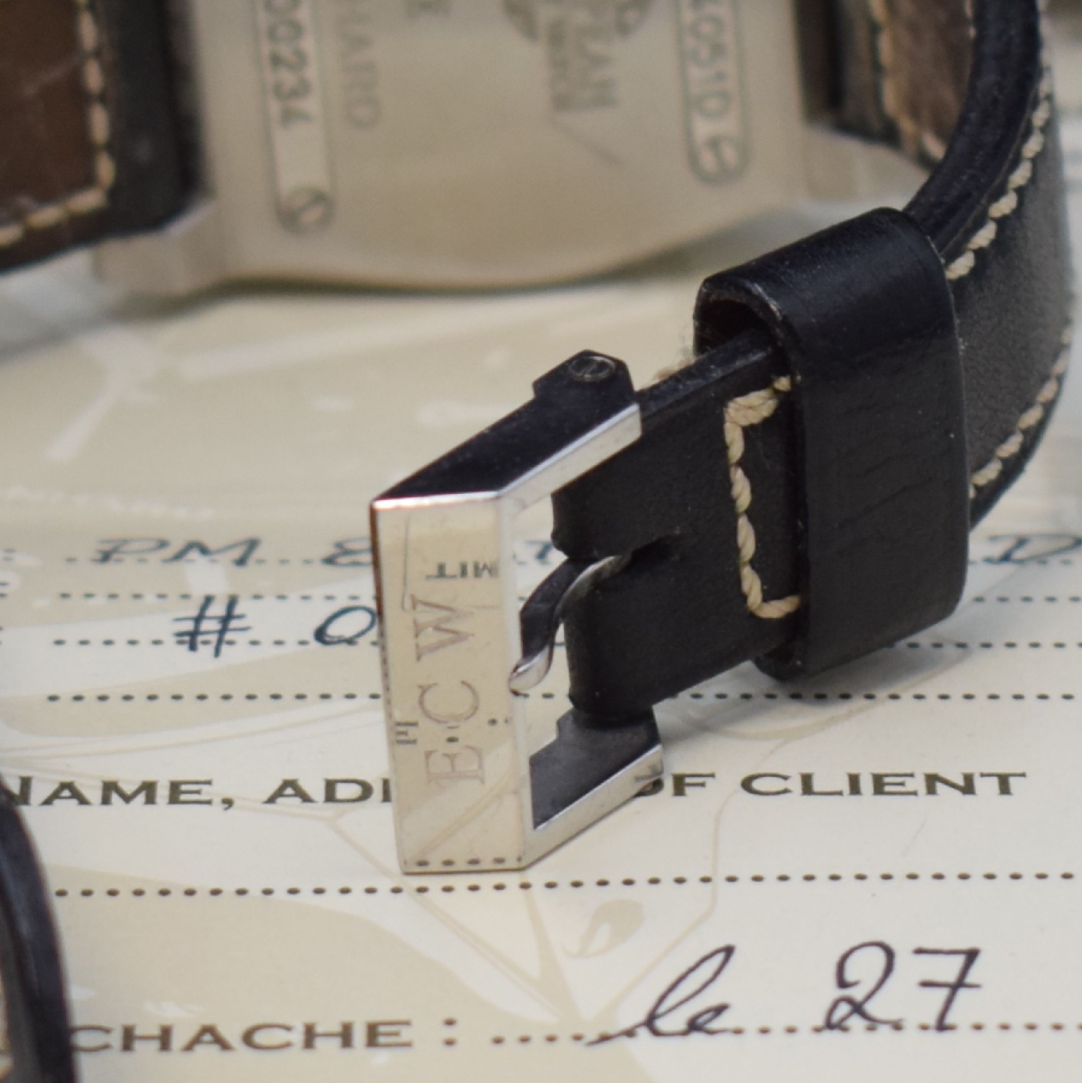 Detail b: EUROPEAN COMPANY WATCH Herrenarmbanduhr Panhard M8 Referenz PM8ST4051D, Automatik, massives 2-teil. Edelstahlgeh. inkl. Lederband m. orig. Dornschl., ...
