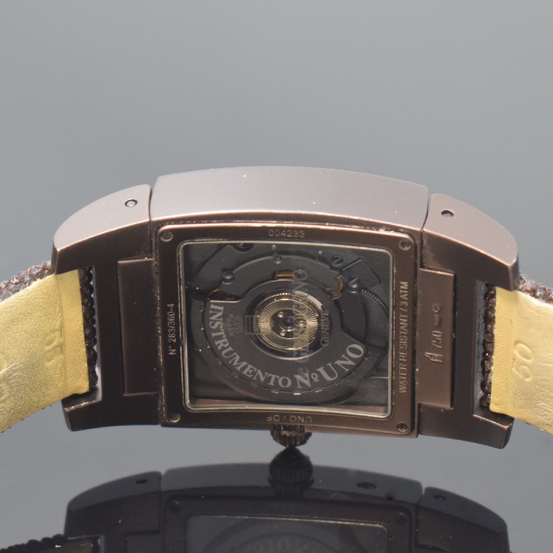 Detail f: DE GRISOGONO Instrumento N°UNO / DF Grande Seconde seltene Armbanduhr, Automatik, Schweiz um 2008, massives braun eloxiertes 18k Goldgeh. inkl. ...