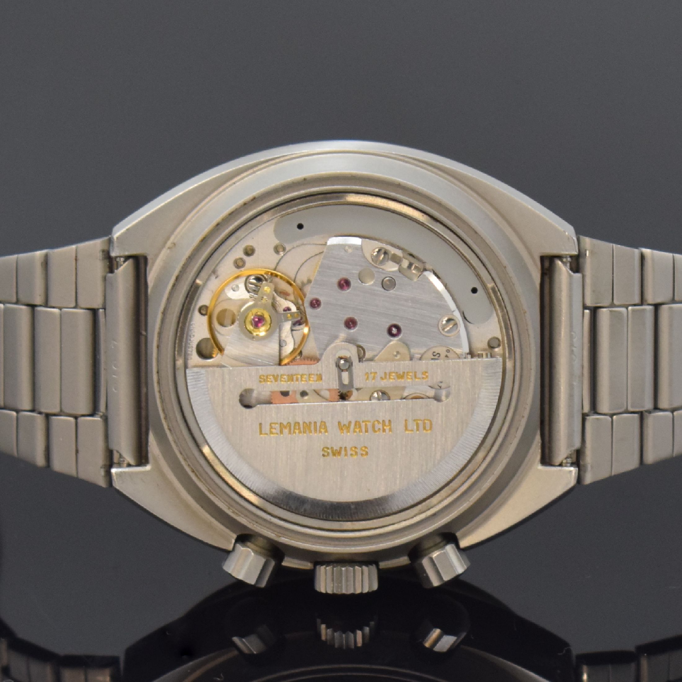 Detail e: HEUER "Pewter" seltener Armbandchronograph Referenz 510.503, Automatik, Schweiz um 1975, Zinn-farb. Edelstahlgeh. inkl. Gliederband m. ...